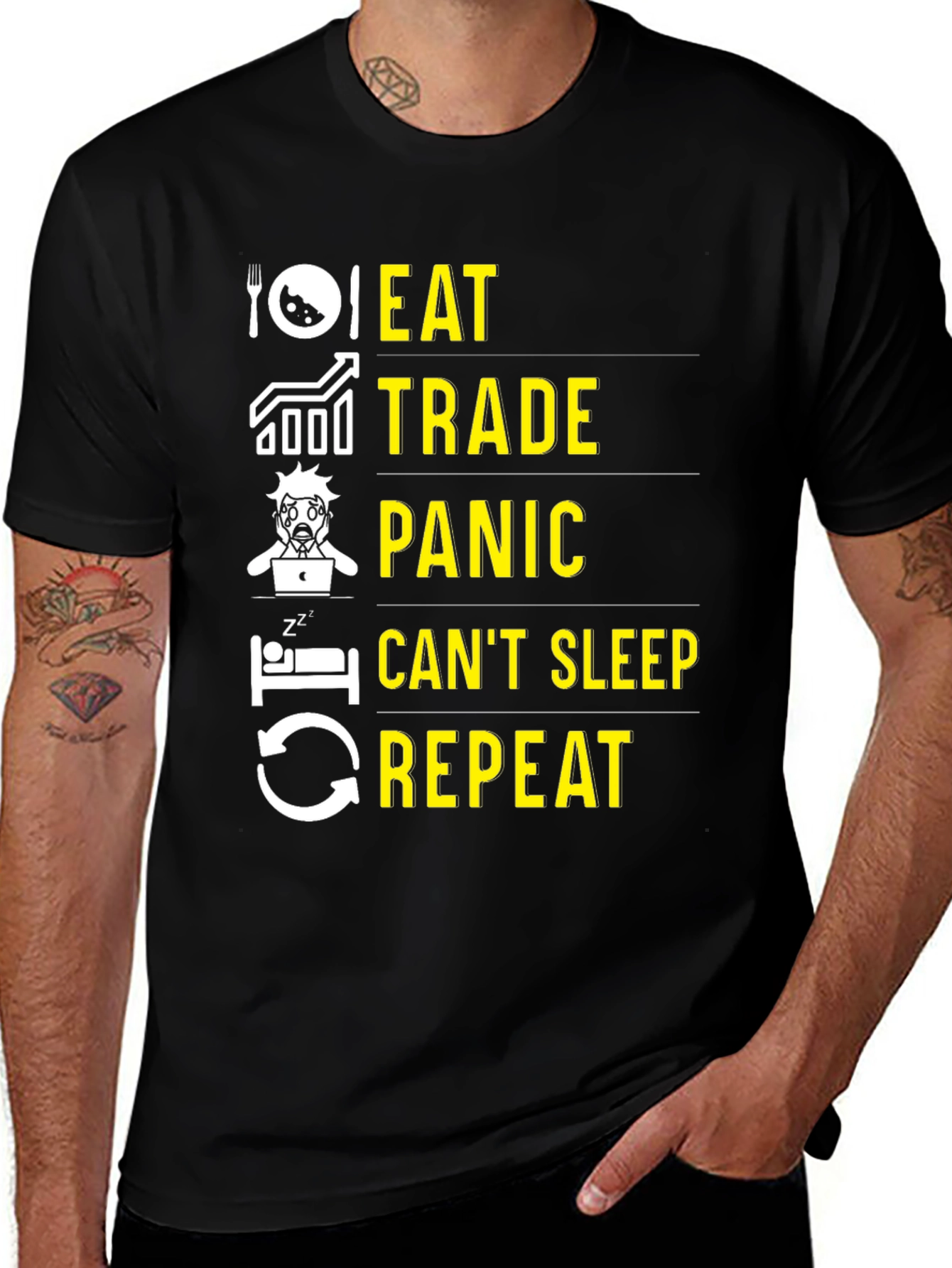 Variant 14 of Eat Trade Panic Repeat T-Shirt