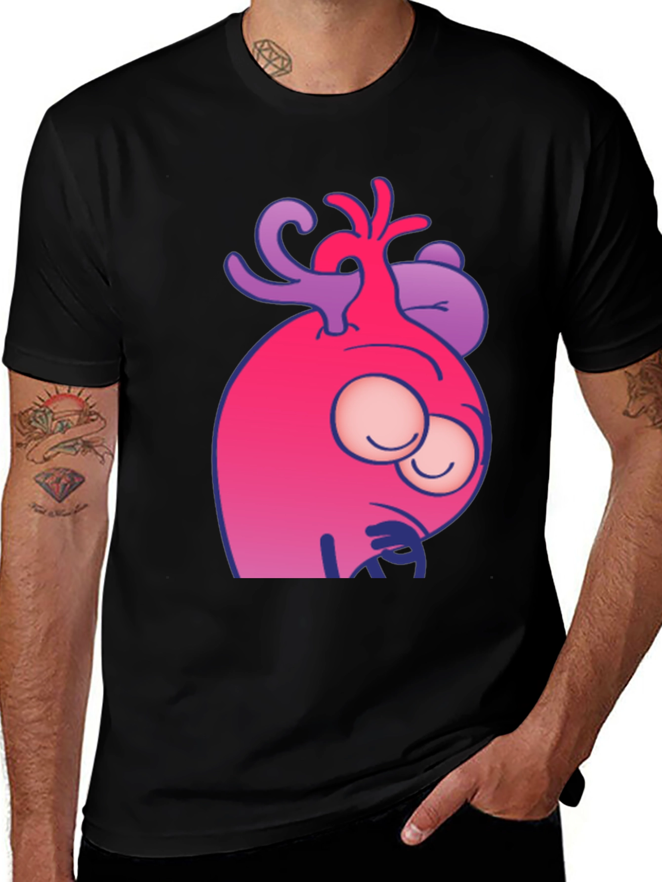 Variant 20 of Funny Cartoon Character Black T-Shirt