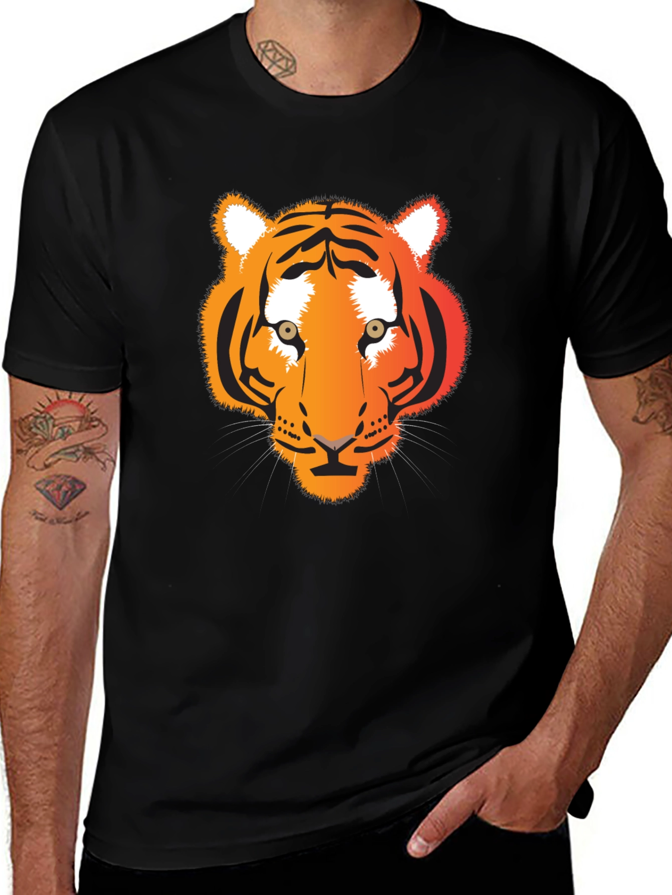 Variant 7 of Tiger Graphic Tee - Black Cotton T-Shirt