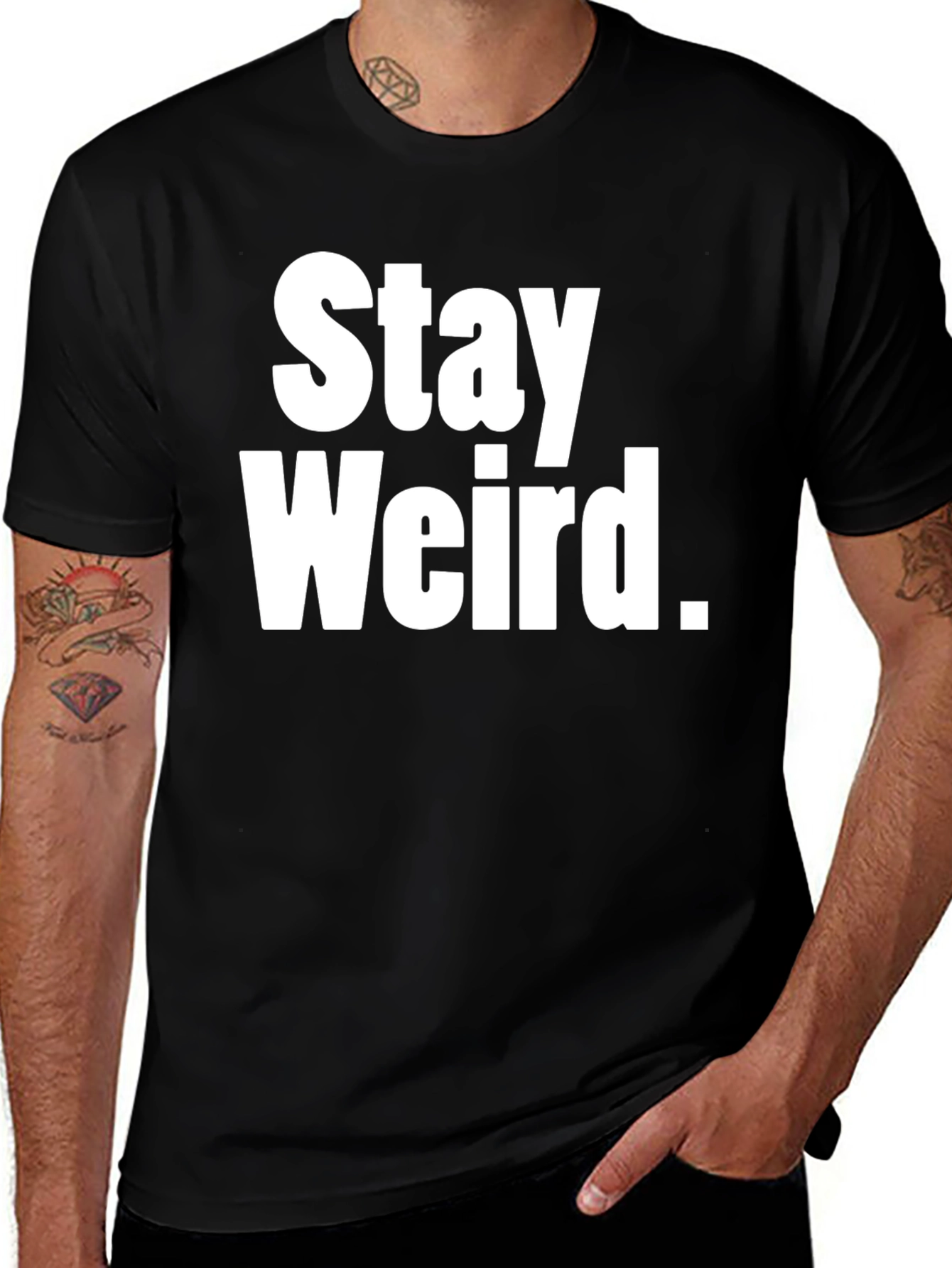 Variant 16 of Stay Weird Graphic Tee - Black Cotton T-Shirt
