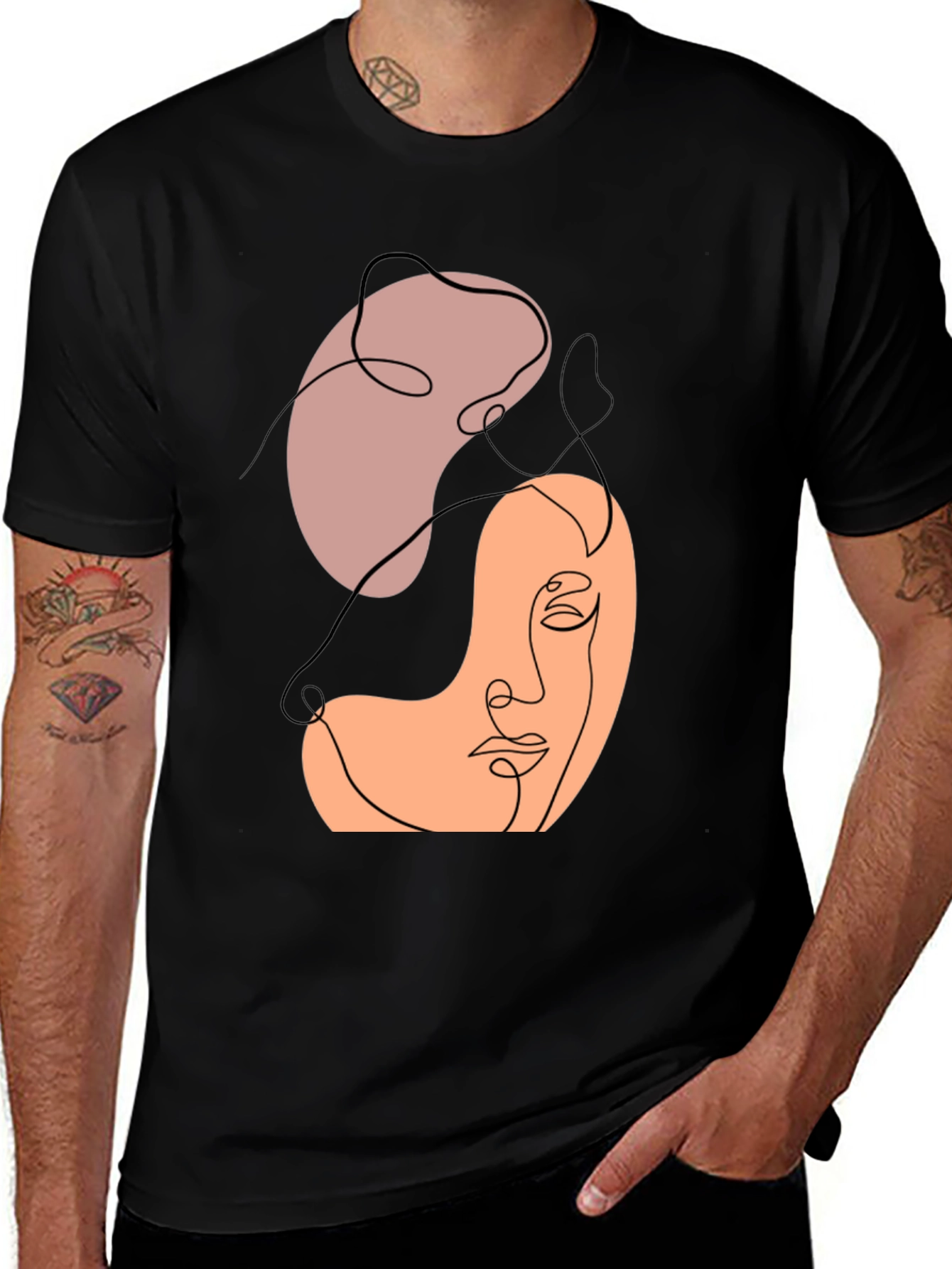 Variant 5 of Abstract Face Line Art Graphic Tee