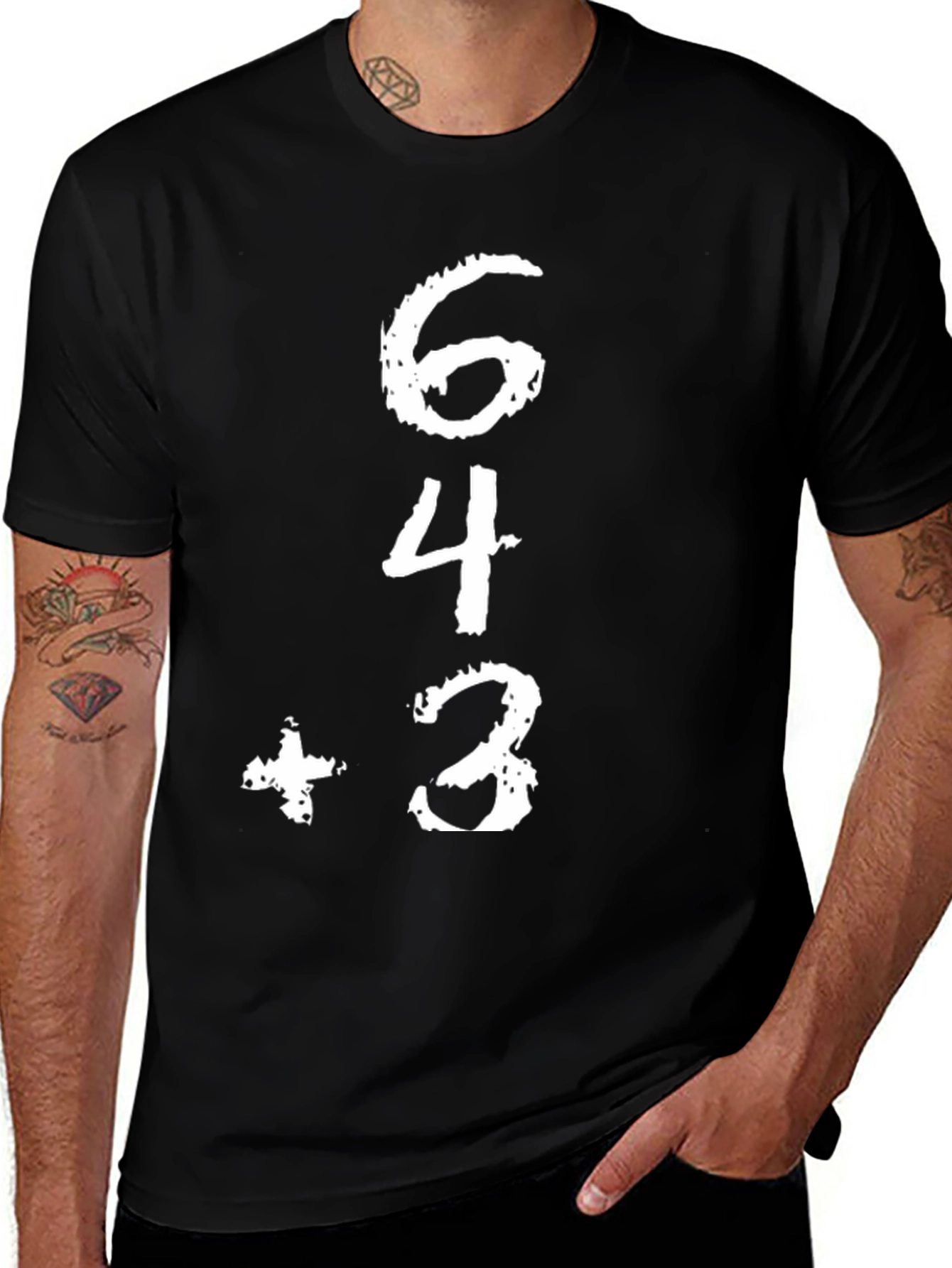 Variant 12 of 64+3 Graphic Tee - Black Casual T-Shirt