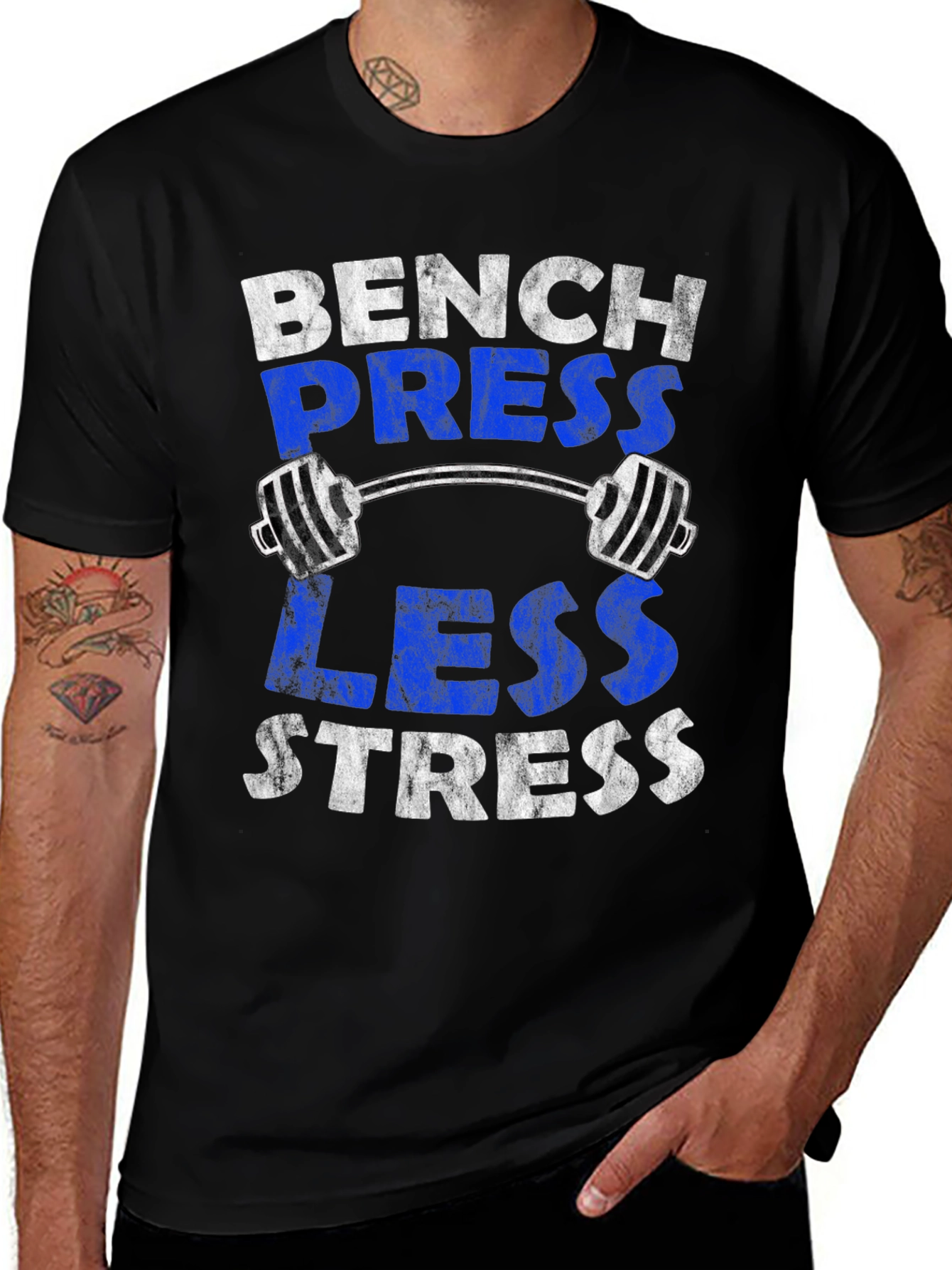Bench Press Less Stress Graphic Tee