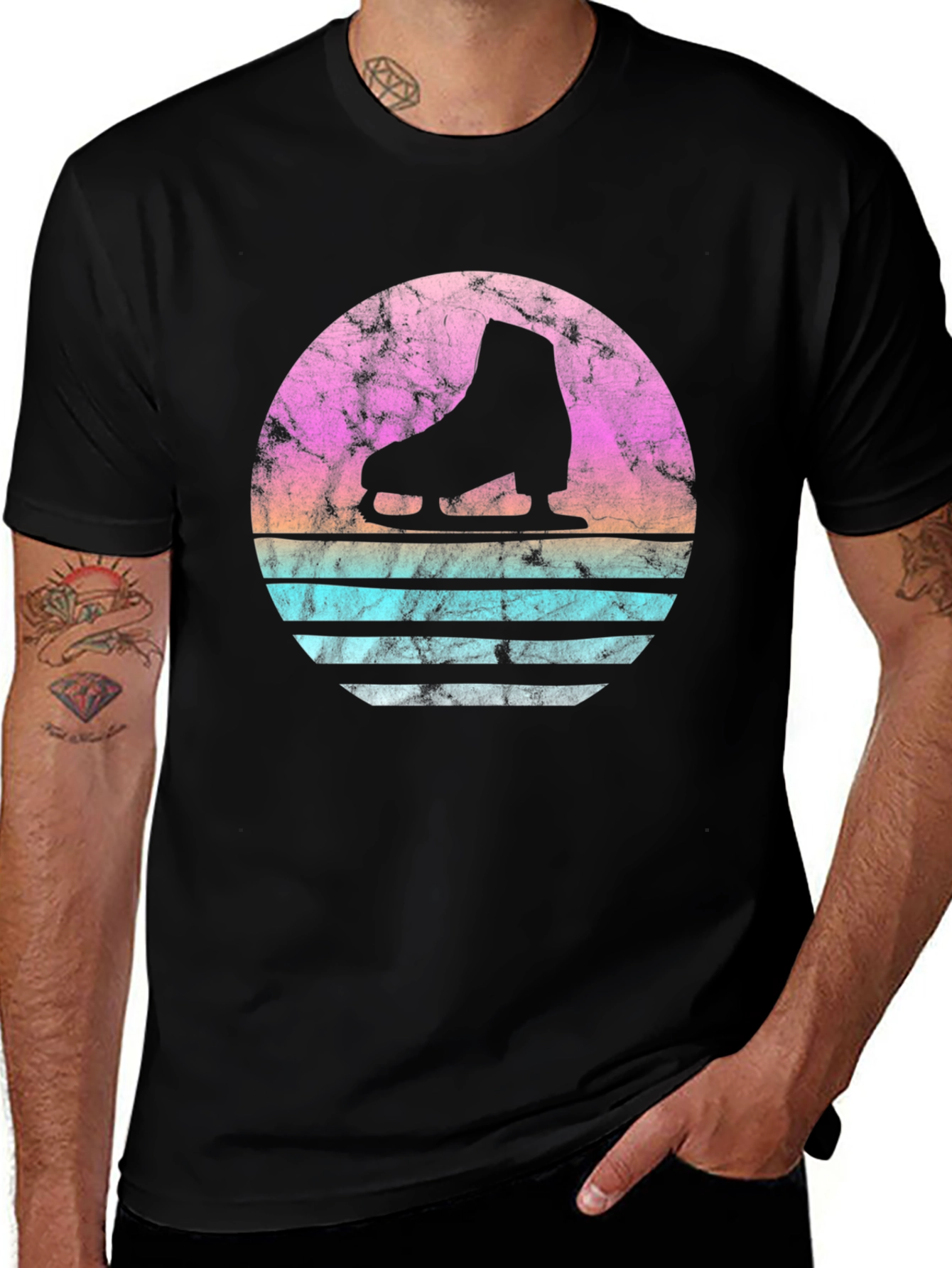Variant 10 of Retro Ice Skate Sunset Graphic Tee