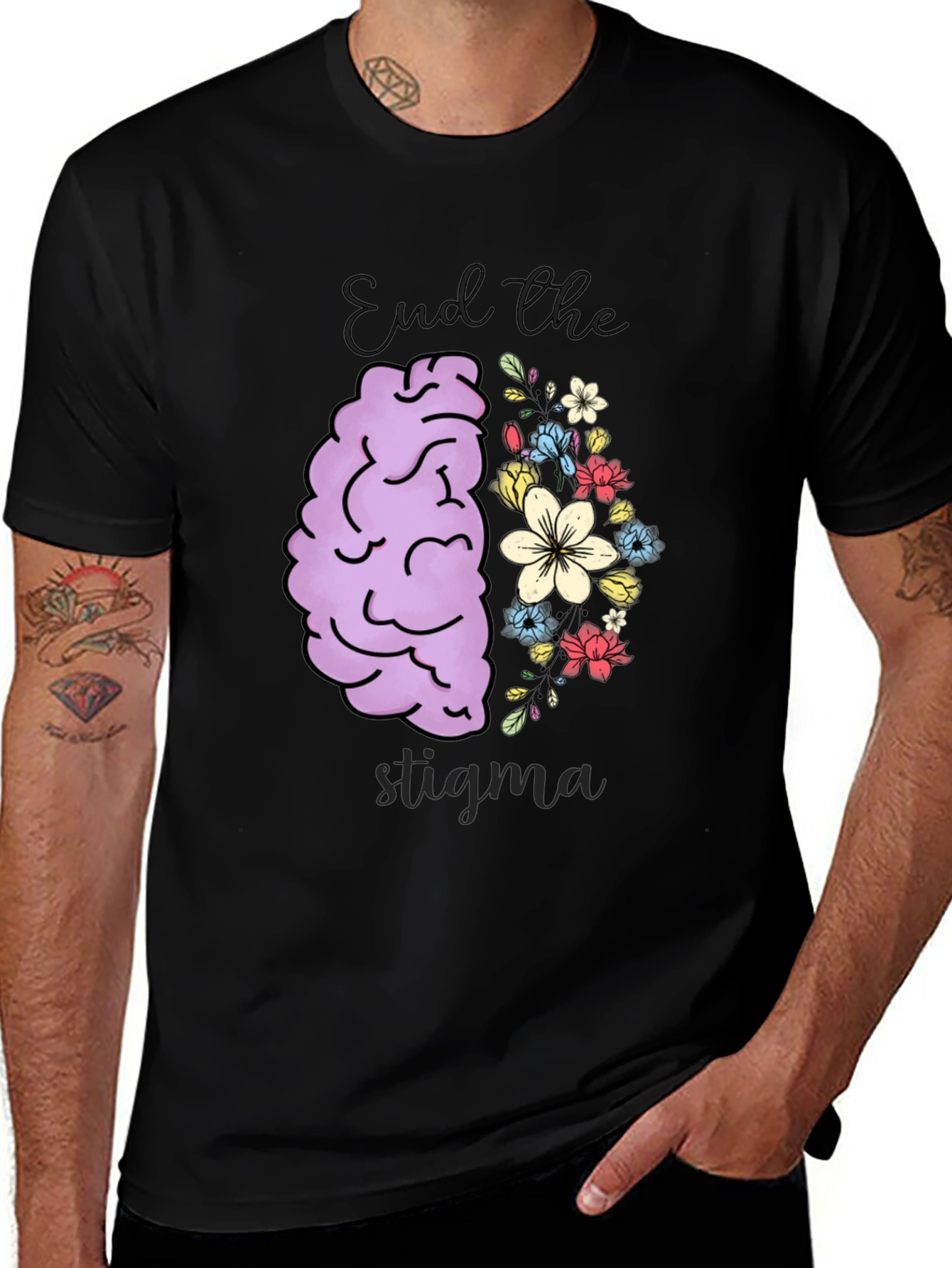 Variant 28 of End the Stigma Brain & Flower Graphic Tee