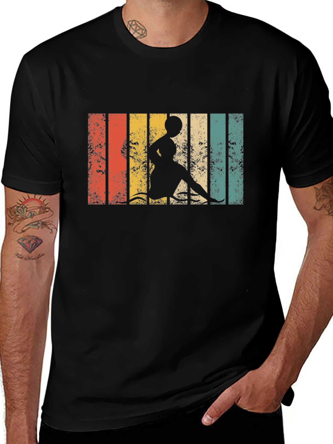 Variant 28 of Retro Striped Woman Kayaking T-Shirt