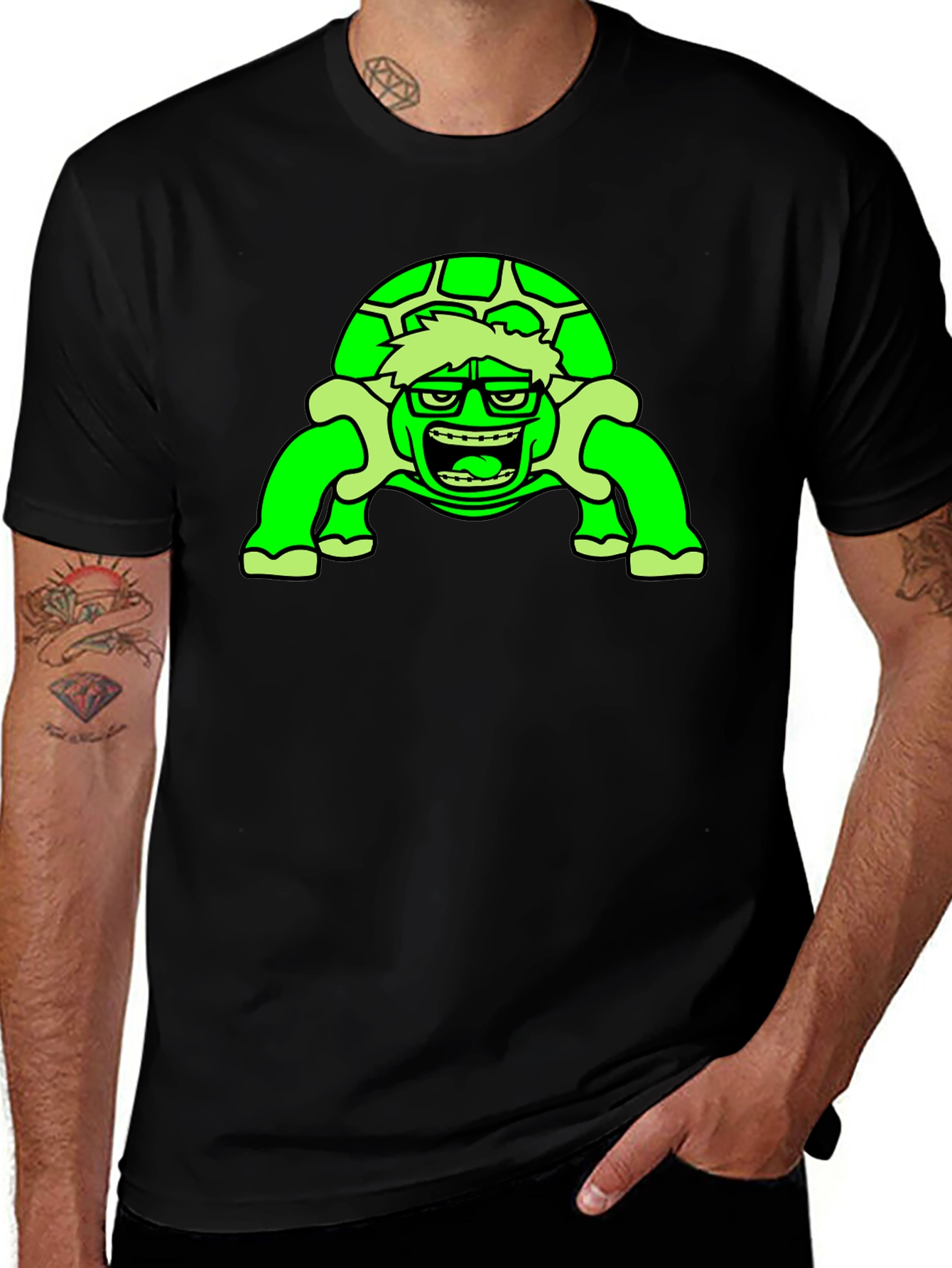 Variant 12 of Funny Turtle Graphic T-Shirt - Black