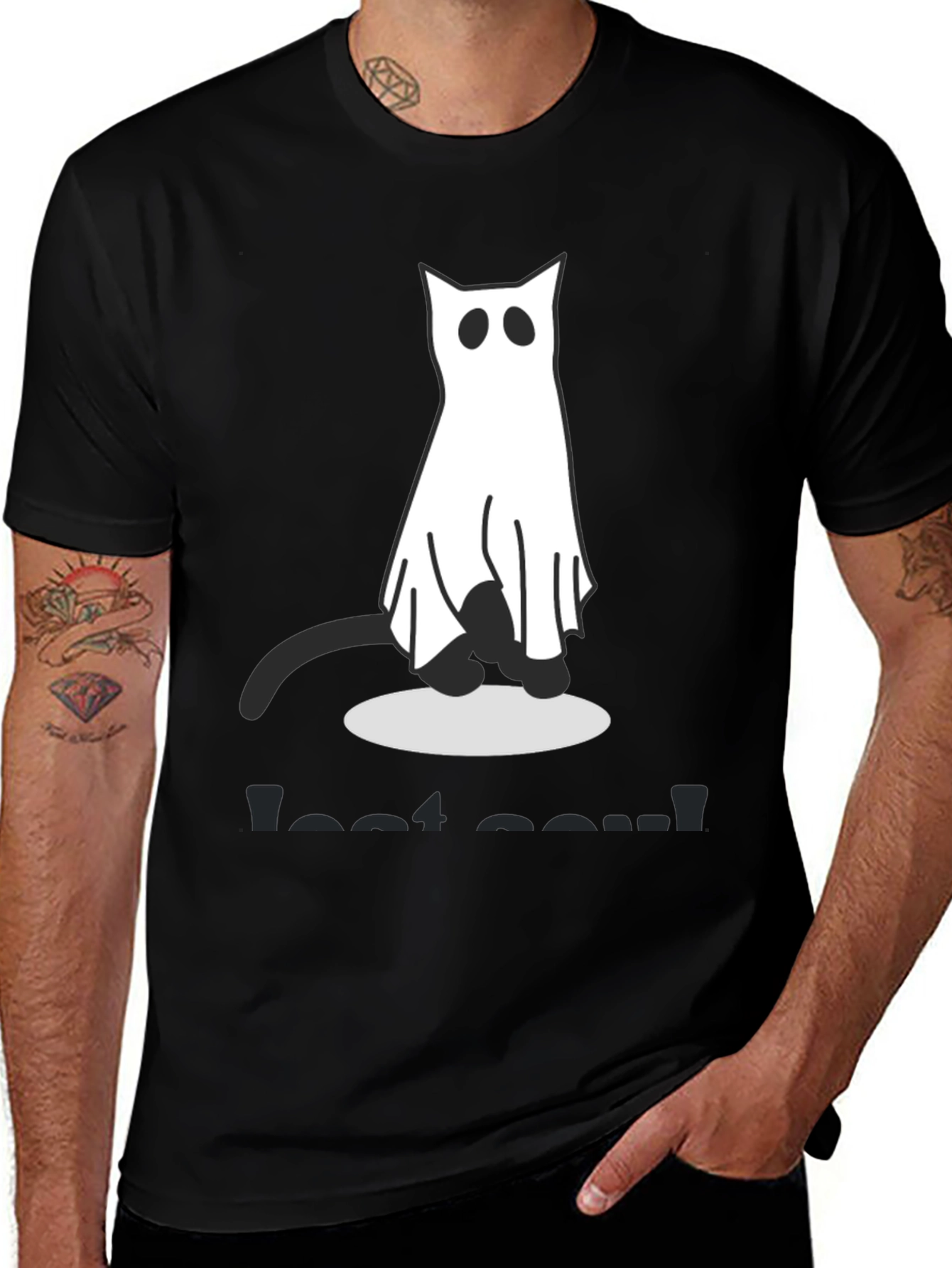 Variant 7 of Ghost Cat Graphic Tee - Spooky Season Shirt
