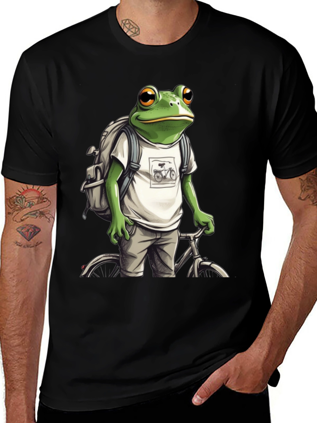 Variant 25 of Frog on Bike T-Shirt - Quirky Animal Tee