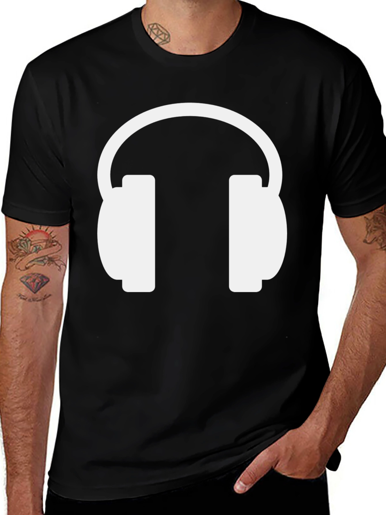 Variant 8 of Black T-Shirt with Headphone Graphic