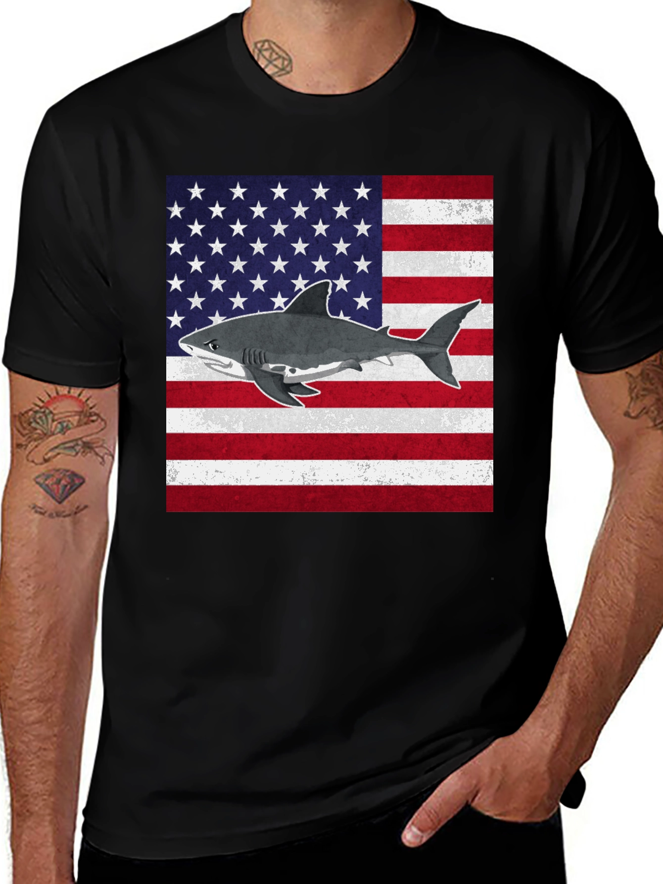 Variant 16 of Shark USA Flag Graphic T-Shirt