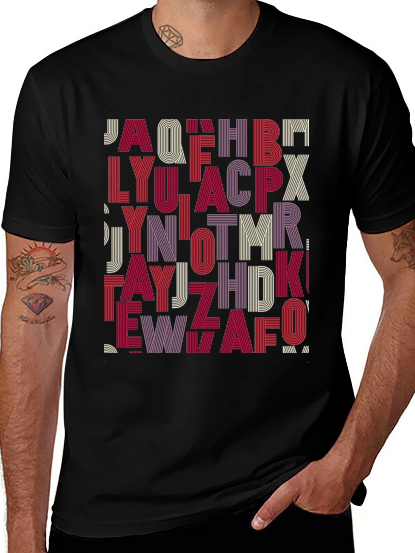 Variant 4 of Alphabet Design Tee - Stylish Graphic Print Shirt
