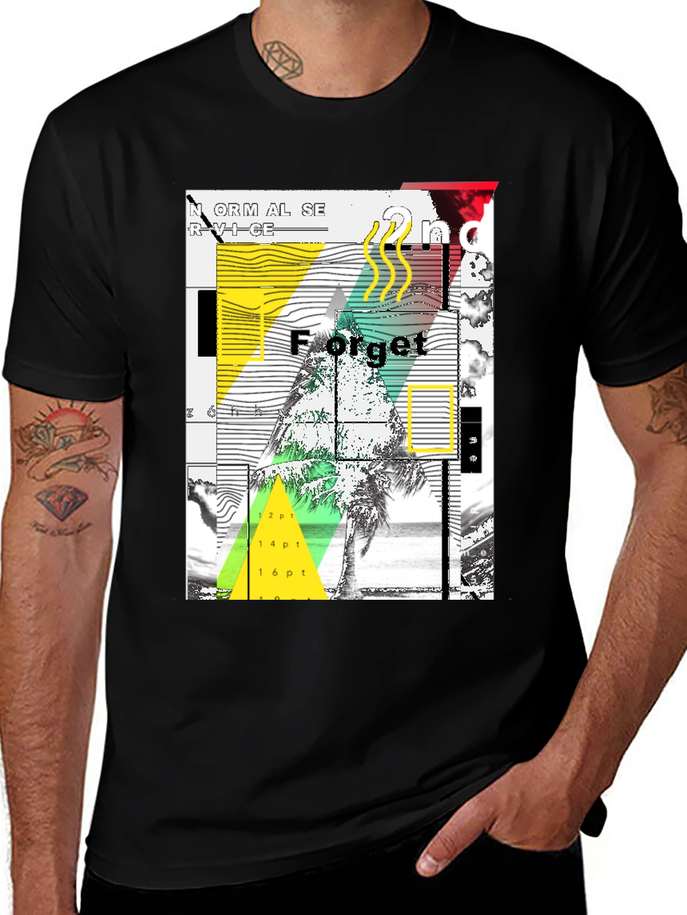 Variant 26 of Abstract Graphic Print Men's Black T-Shirt