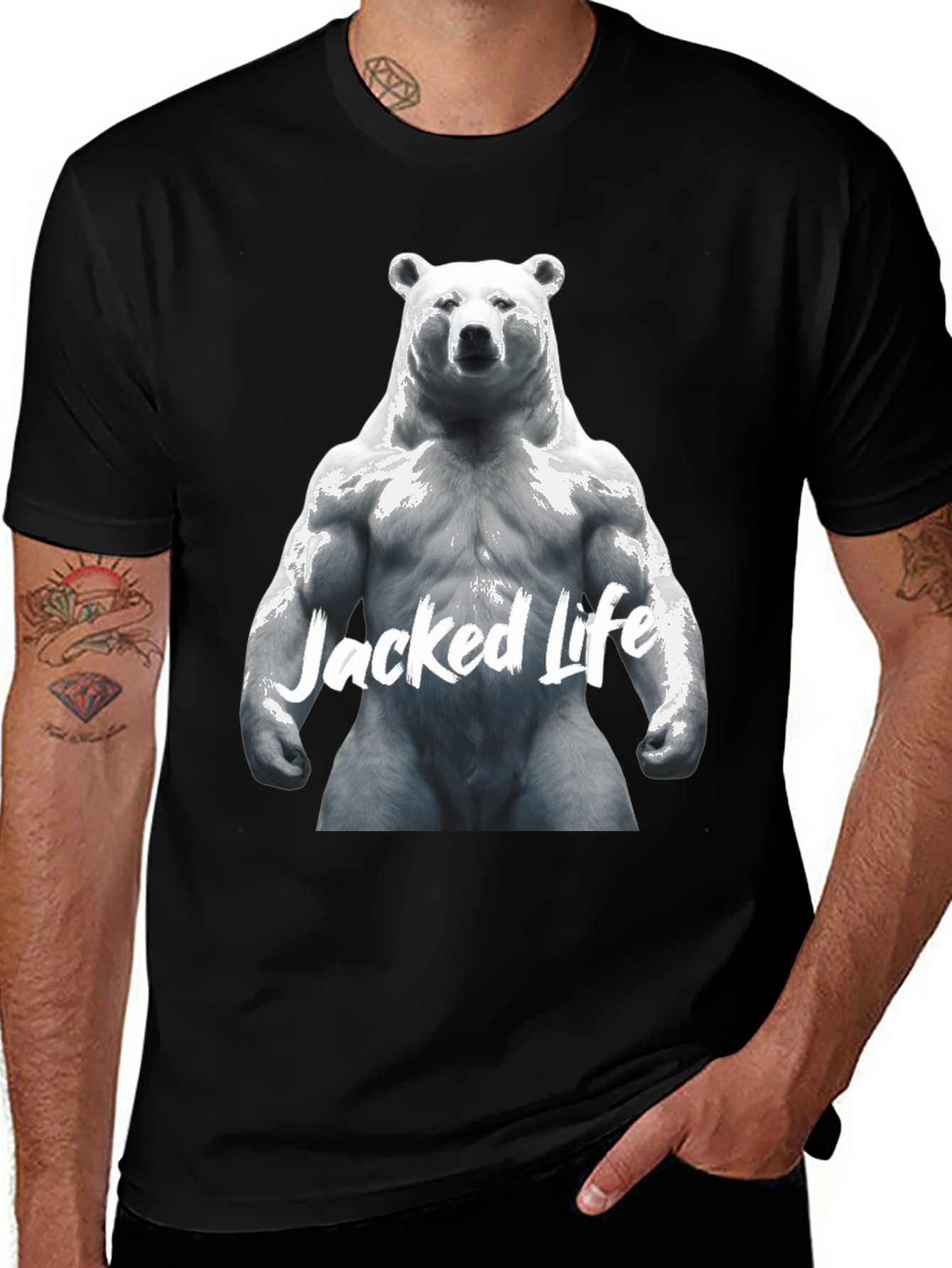 Variant 17 of Jacked Life Bear Graphic Tee - Black