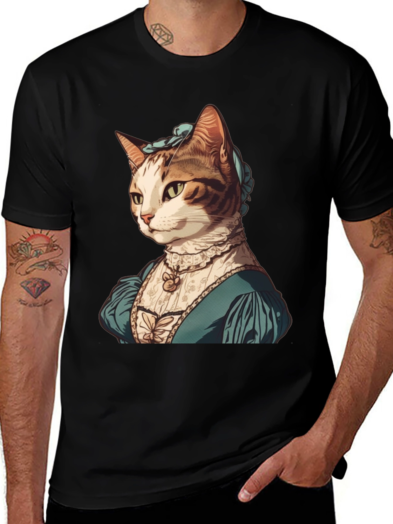 Variant 27 of Regal Cat T-Shirt - Victorian Style