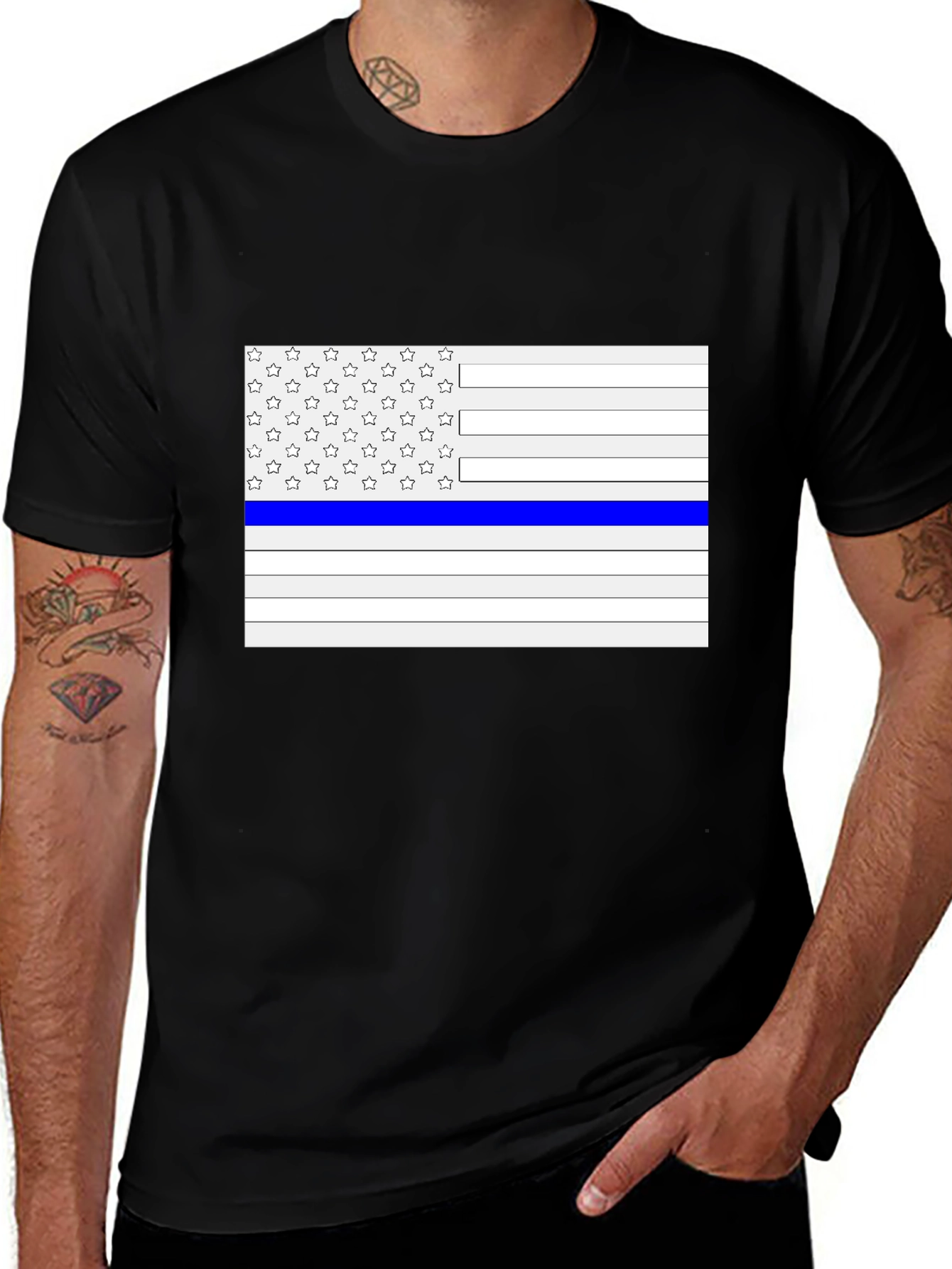 Variant 23 of Thin Blue Line American Flag T-Shirt