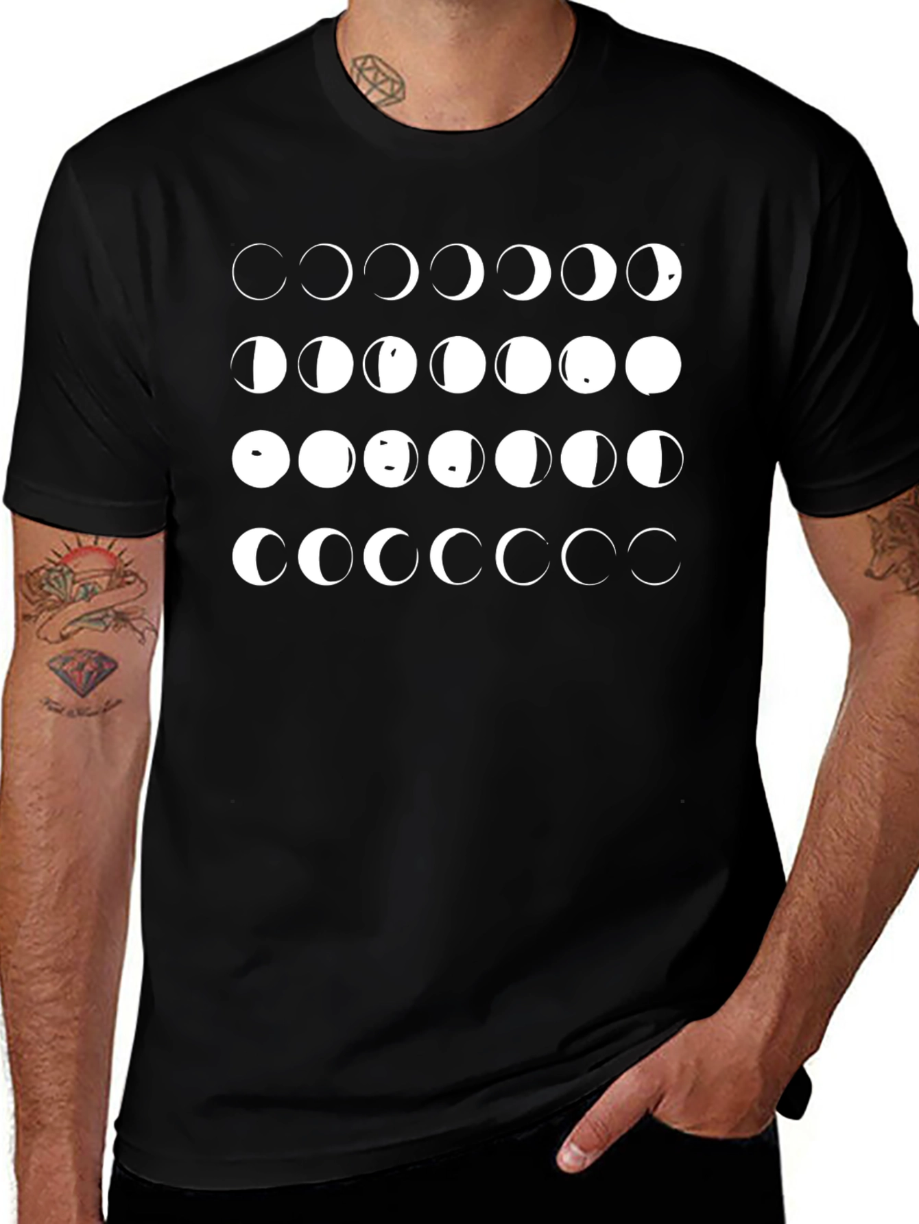 Lunar Phase Graphic Tee - Black Cotton
