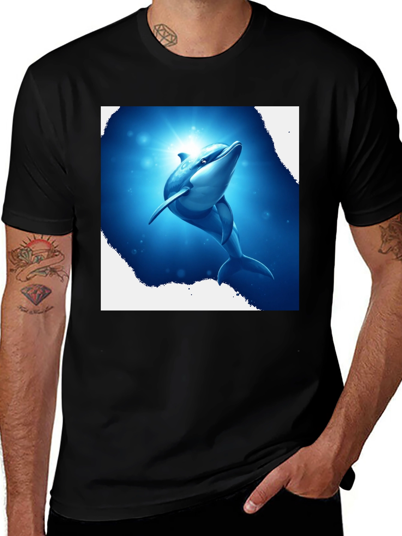 Variant 7 of Black Dolphin Graphic T-Shirt - Ocean Lover Tee