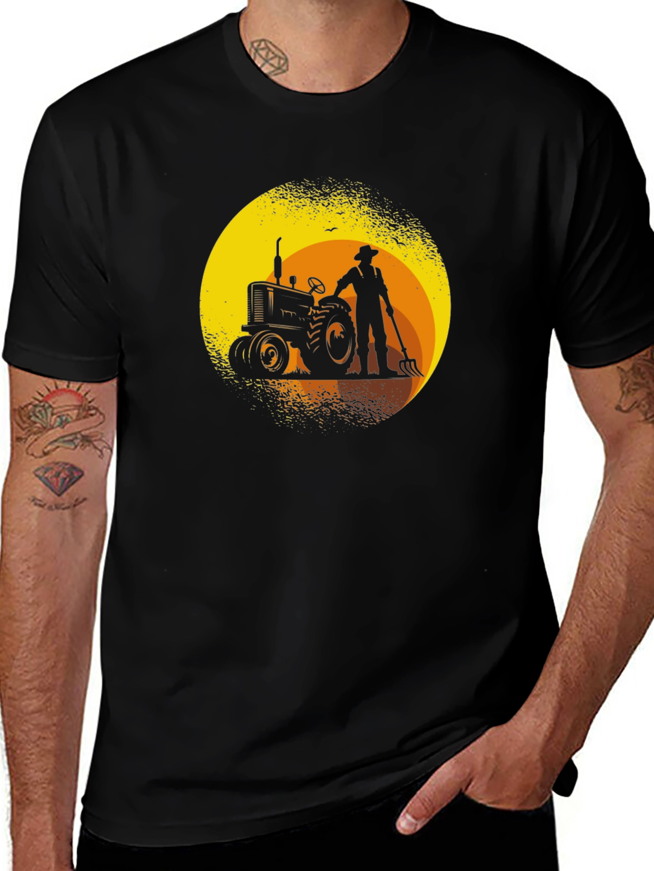 Farmer & Tractor Graphic Tee - Black