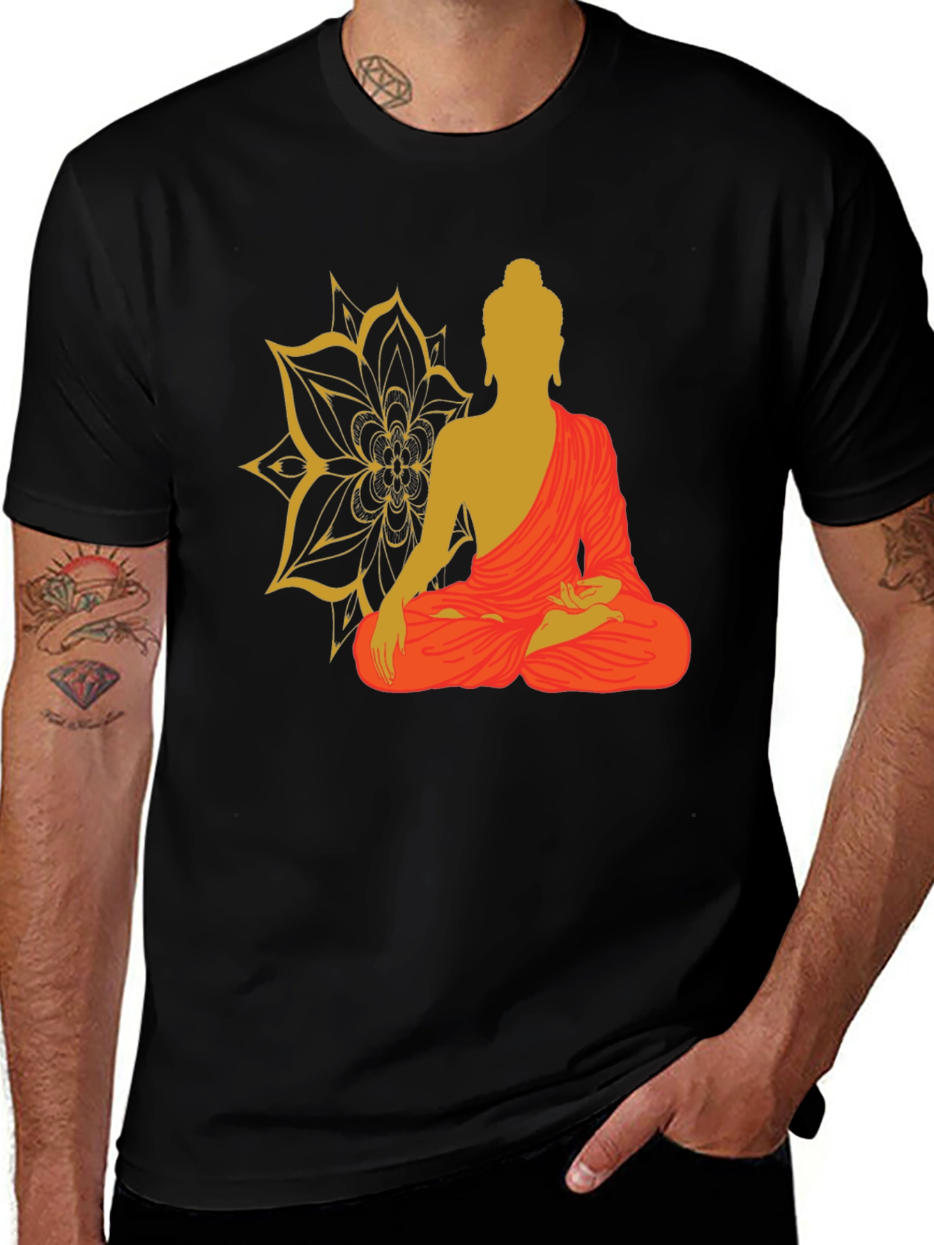 Variant 23 of Buddha Graphic Tee - Men's Black T-Shirt