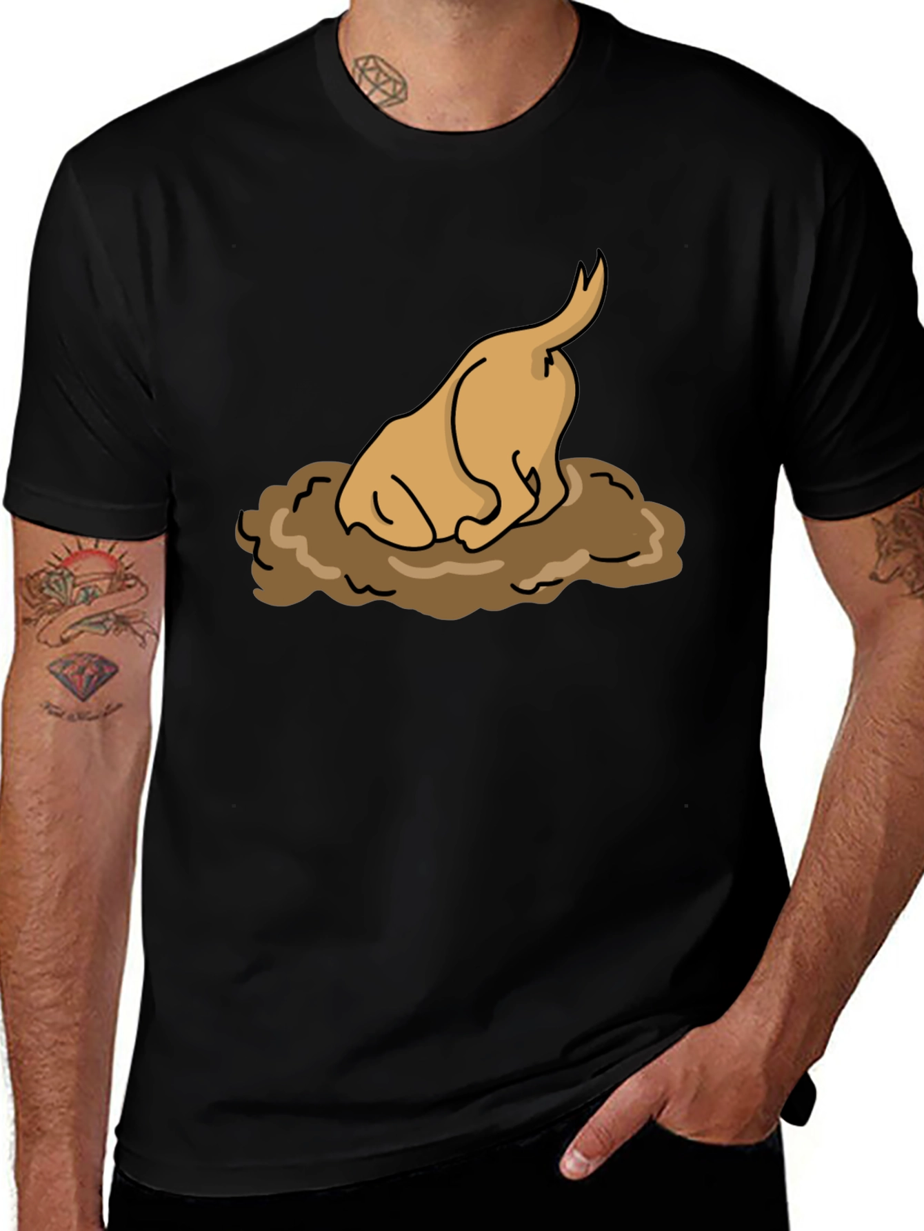Dog Digging Funny Graphic T-Shirt