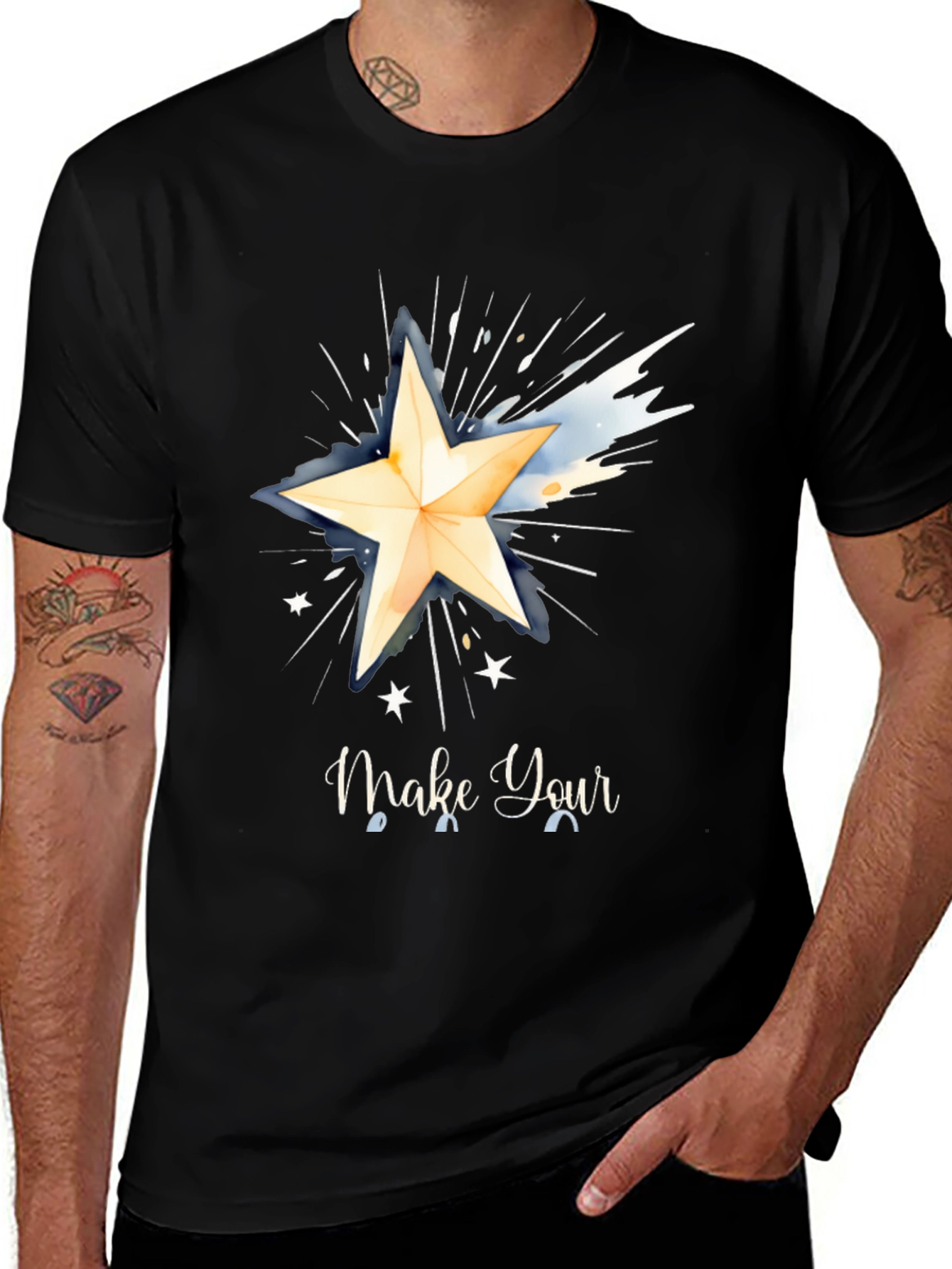 Variant 2 of Make Your Wish Graphic Tee - Black