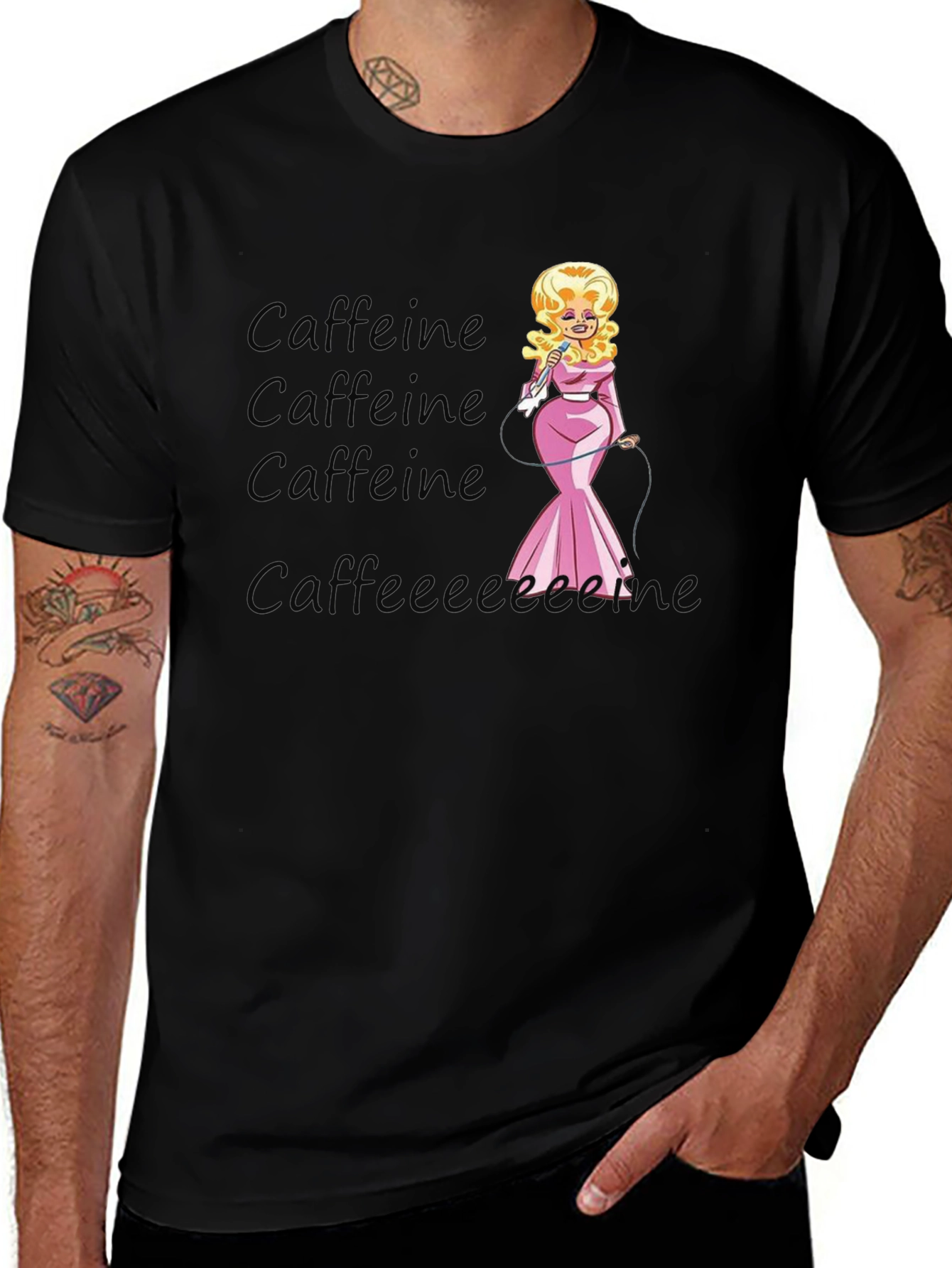 Caffeine Dolly Parton T-Shirt -  Novelty Tee