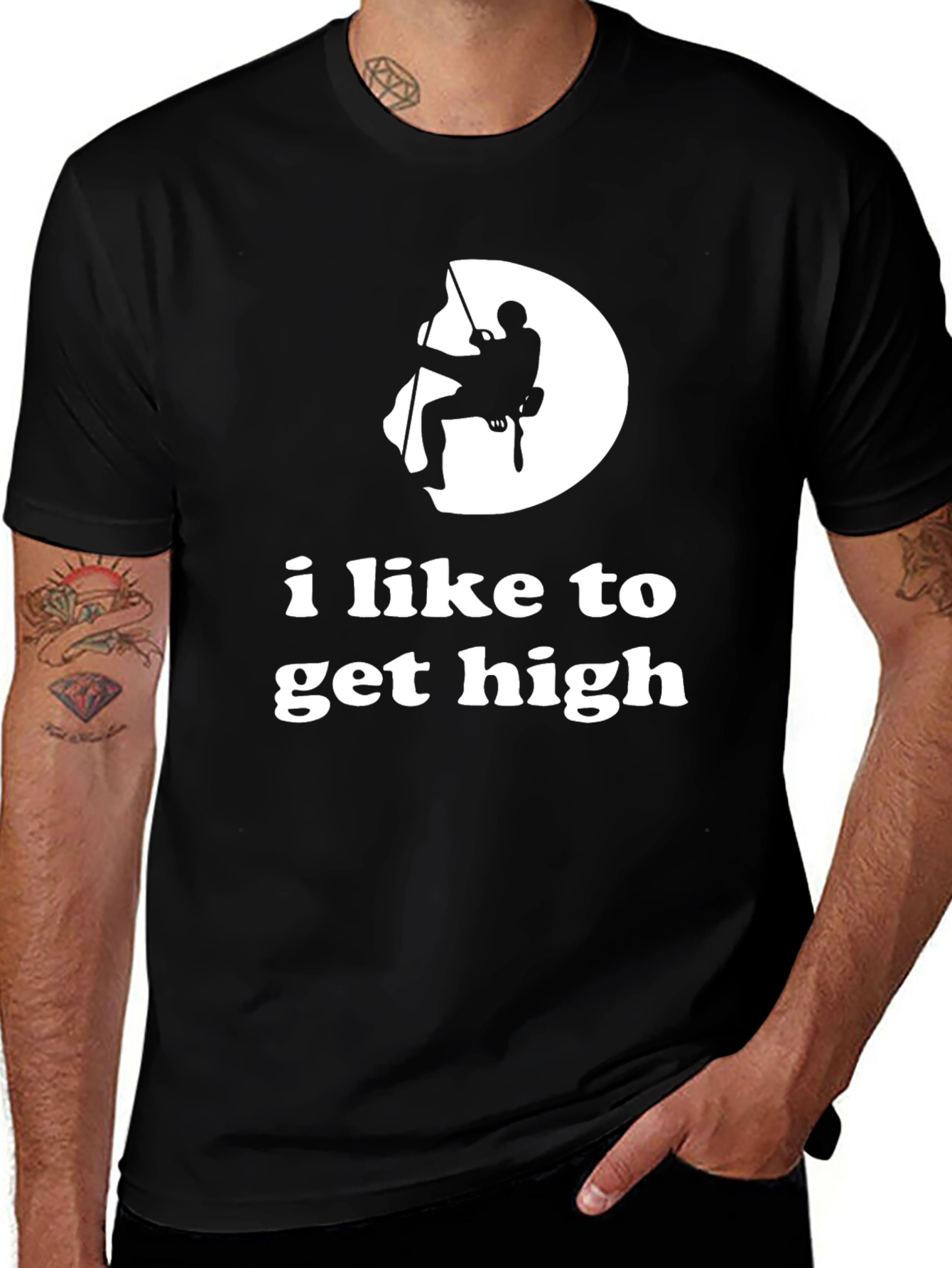 Black I Like To Get High T-Shirt Climbing Humor Tee main image