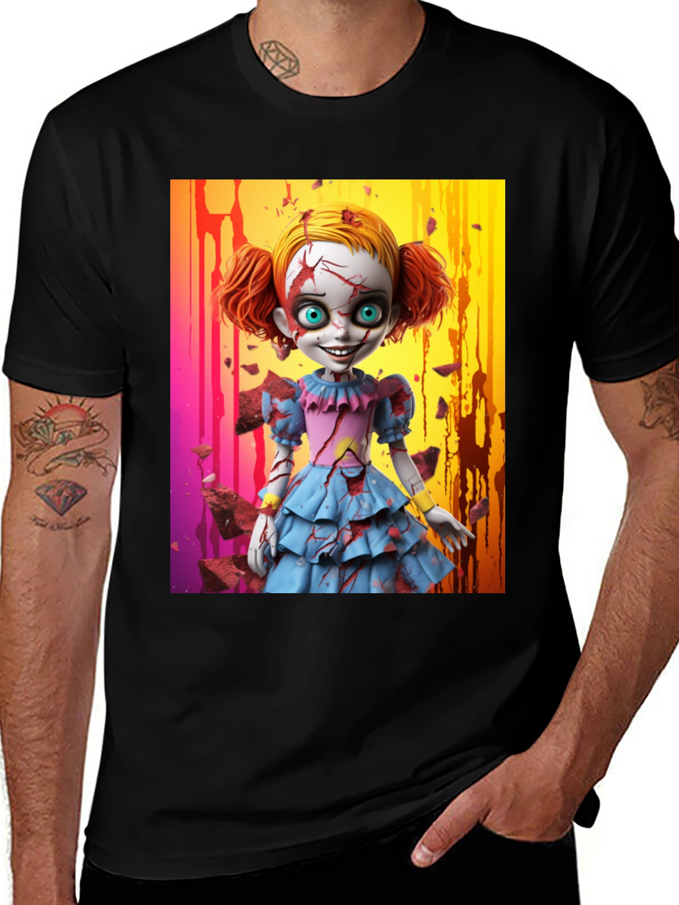 Variant 11 of Creepy Doll Graphic Tee - Horrorcore Fashion