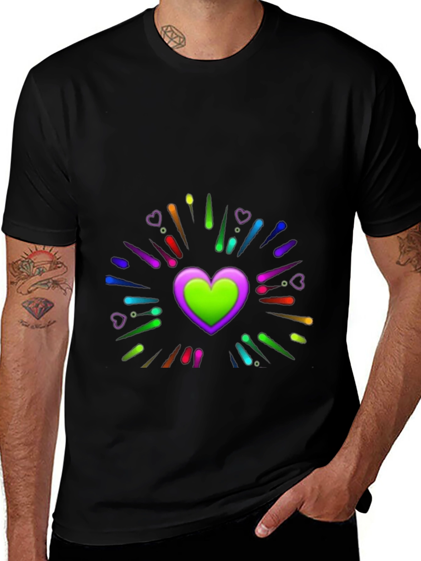 Variant 8 of Heart Burst Black Tee - Fun & Unique Design