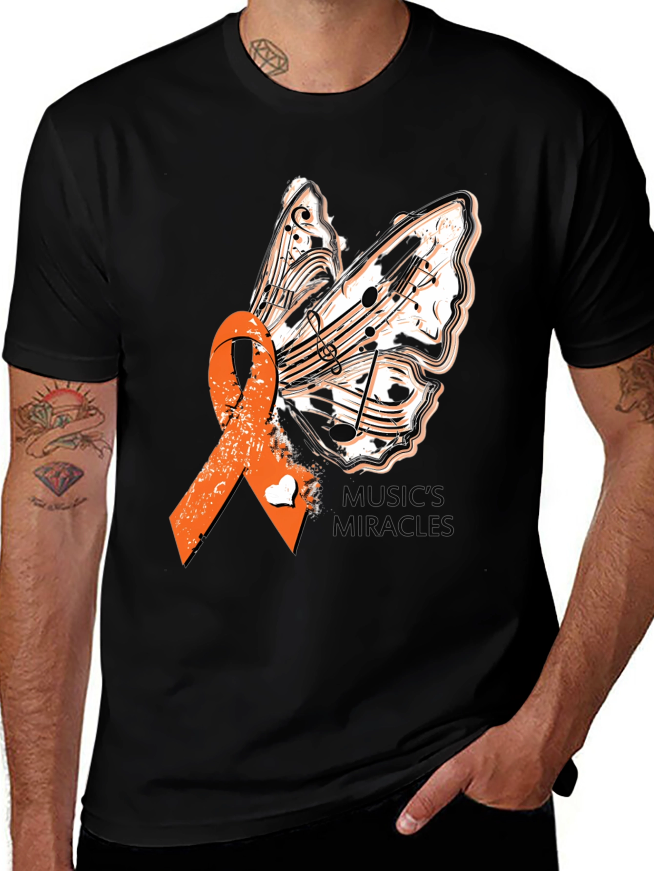 Variant 30 of Music Miracles Graphic T-Shirt - Black Cotton Tee