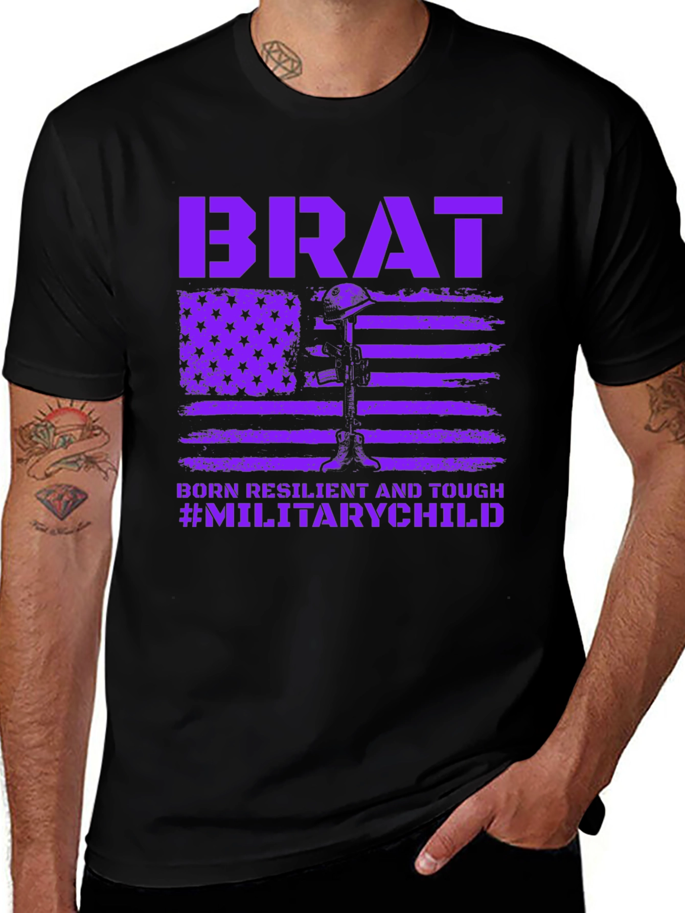 Variant 13 of Military Brat T-Shirt - Born Resilient and Tough