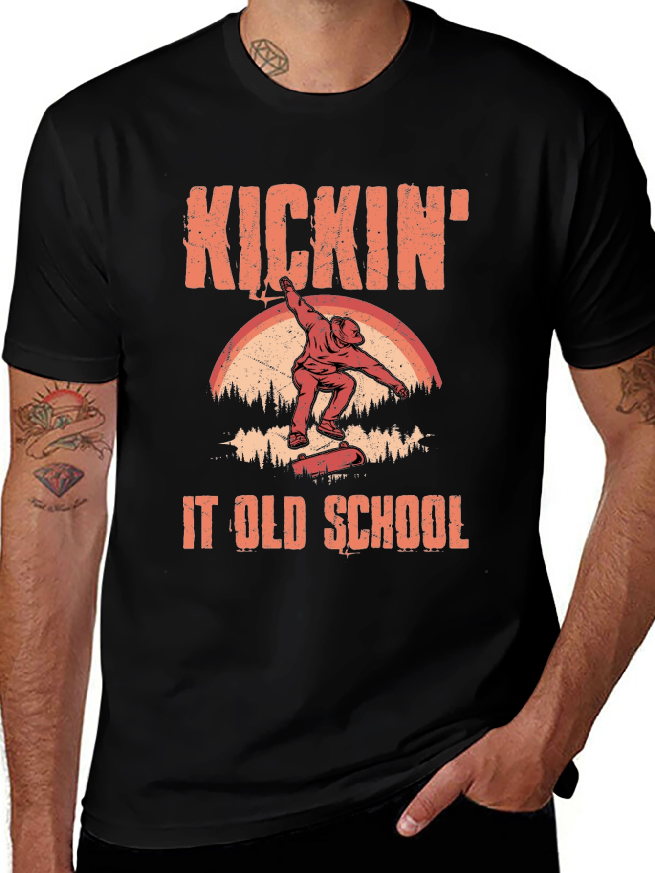 Kickin' it Old School T-Shirt - Skateboarder Retro Tee