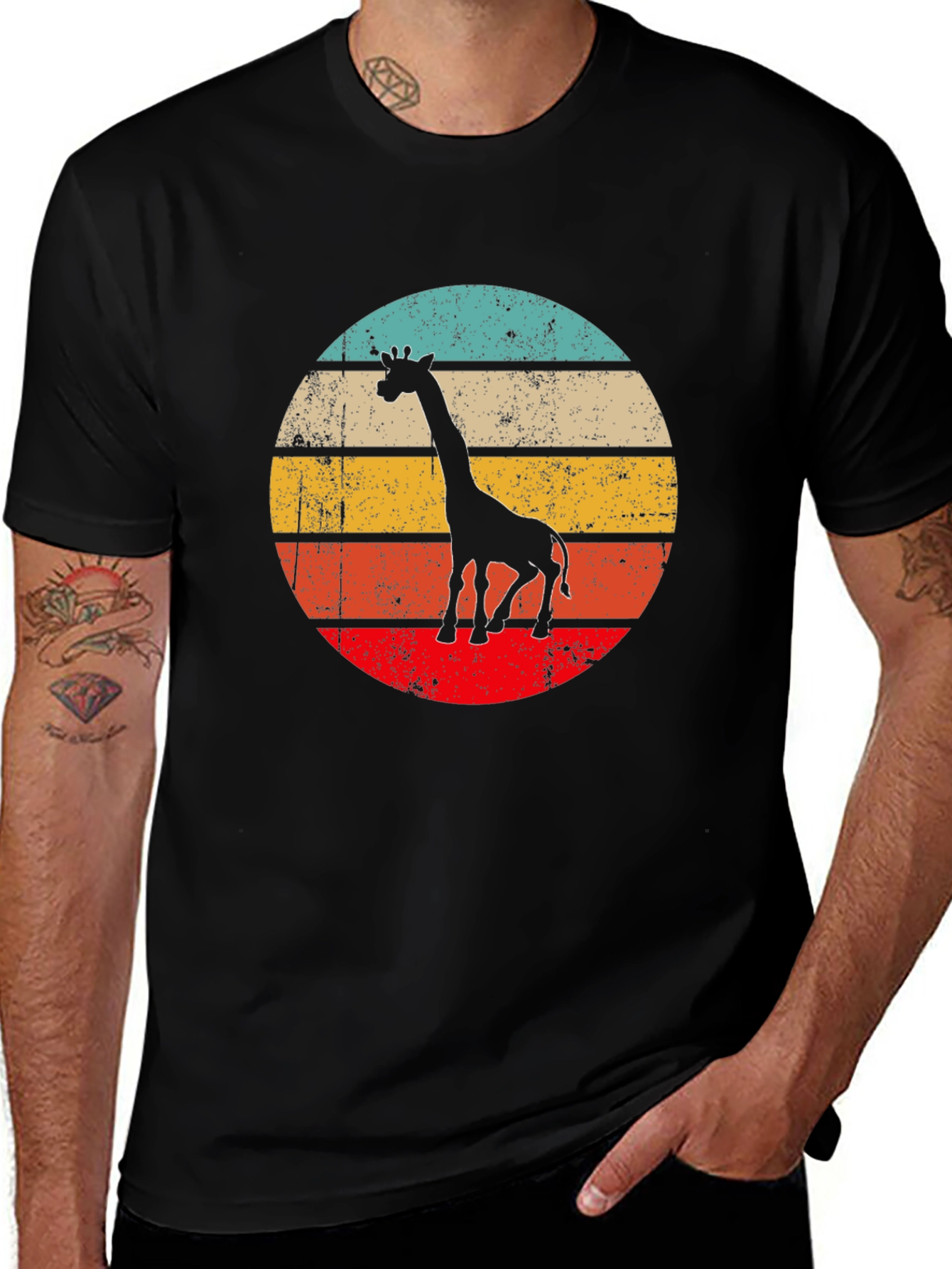 Variant 10 of Retro Giraffe T-Shirt - Vintage Sunset Style
