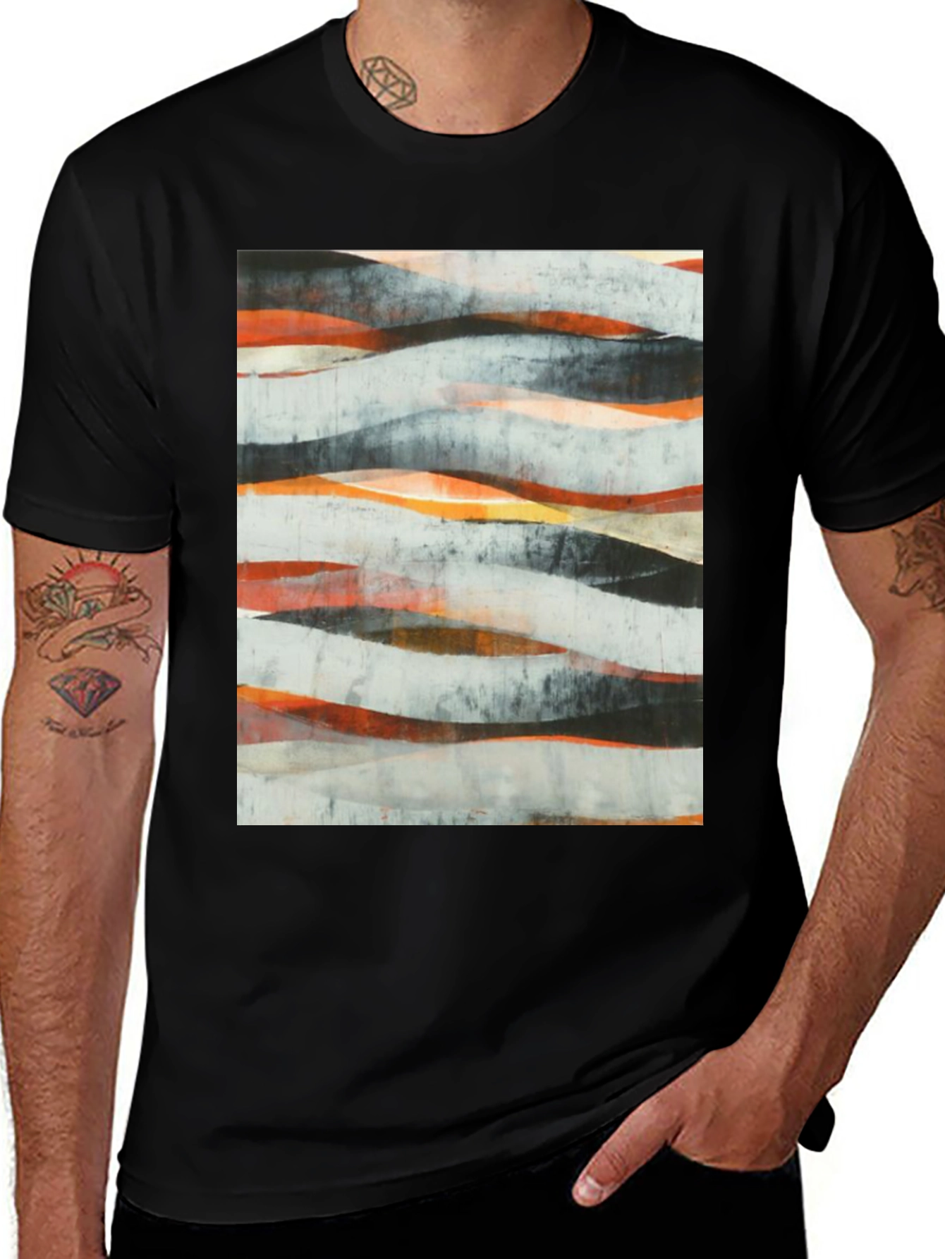 Variant 4 of Abstract Wave Art Black T-Shirt - Modern Graphic Tee