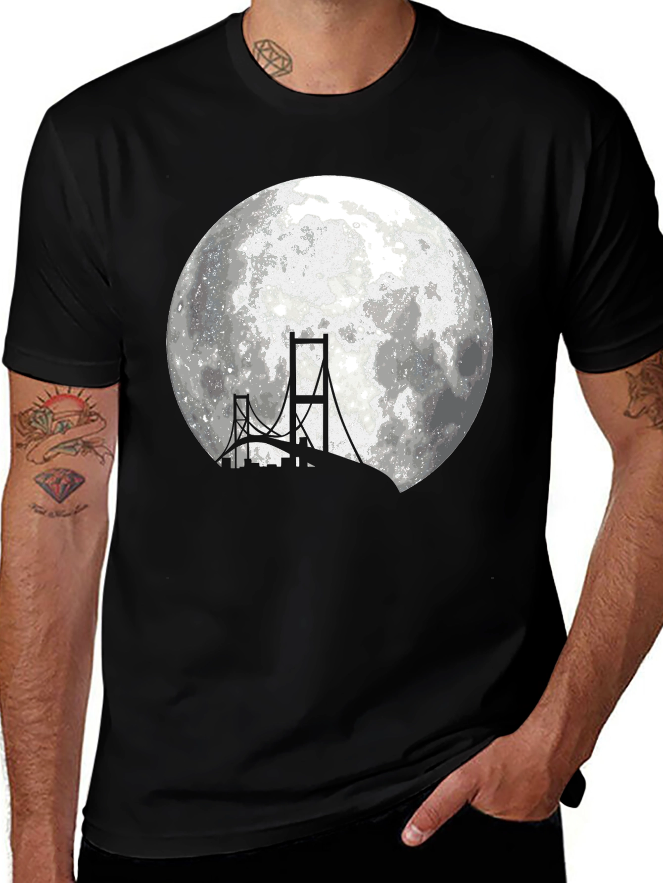 Variant 24 of Full Moon Bridge Silhouette Graphic Tee