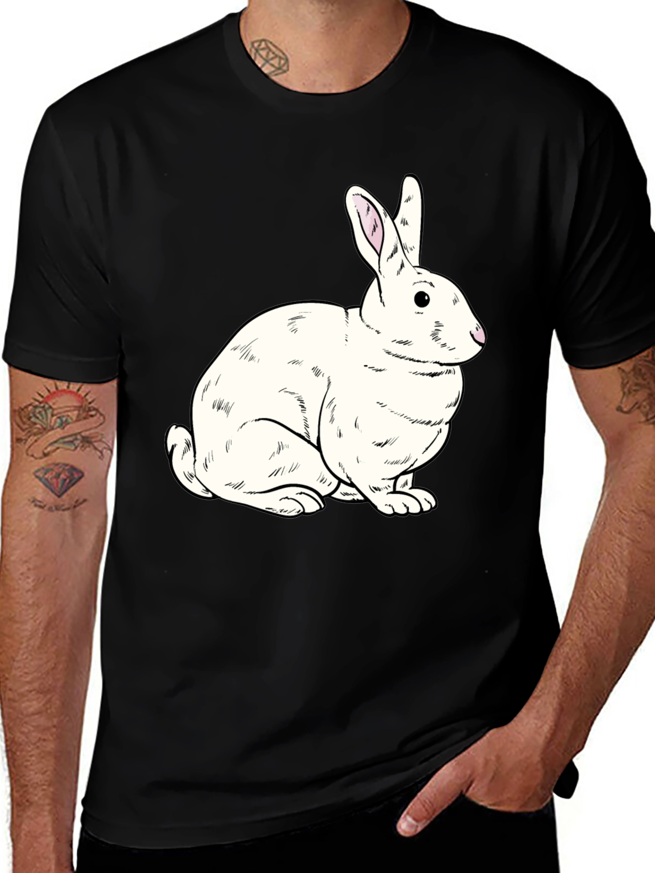 Variant 14 of Rabbit Graphic Black T-Shirt