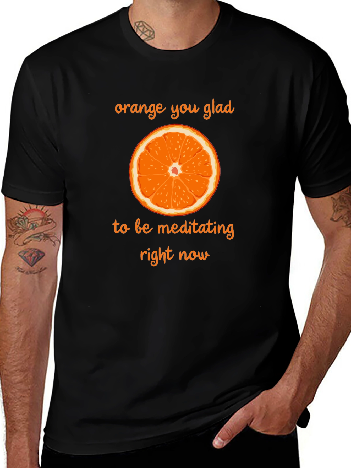 Variant 29 of Orange You Glad Meditating T-Shirt Funny Fruit Tee