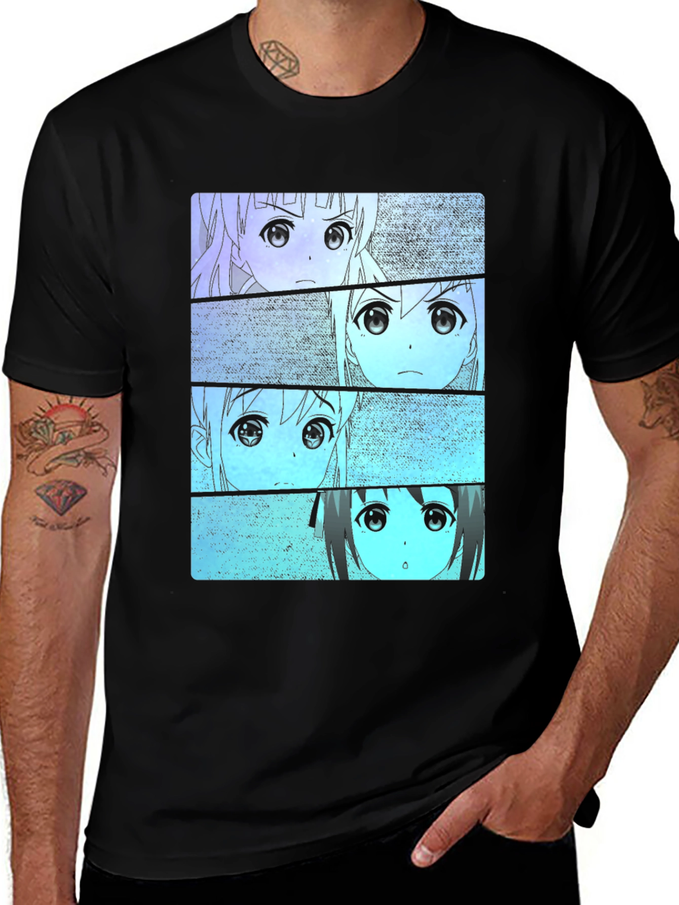 Anime Eyes Black Graphic Tee