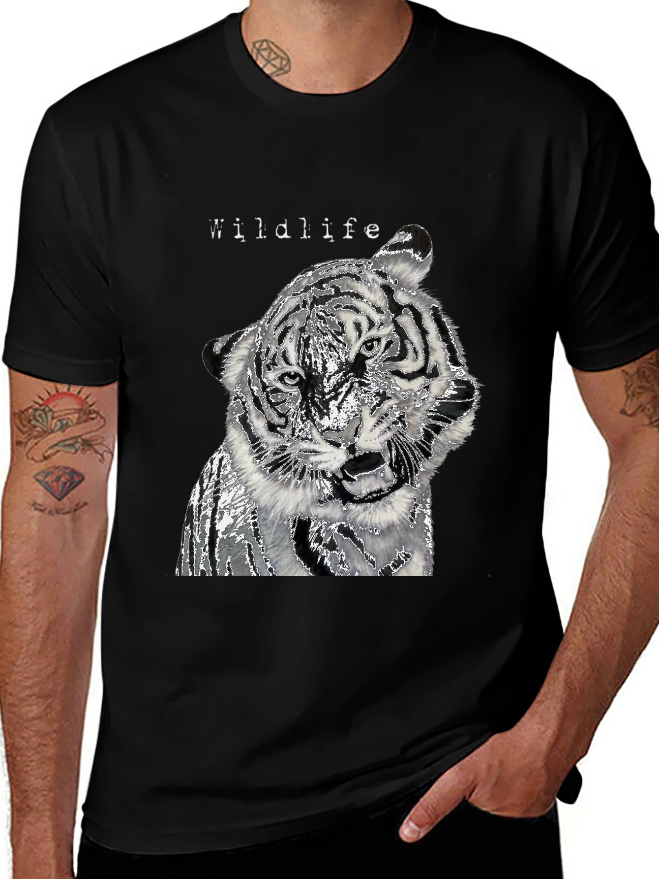 Variant 23 of Wildlife Tiger Graphic Black T-Shirt