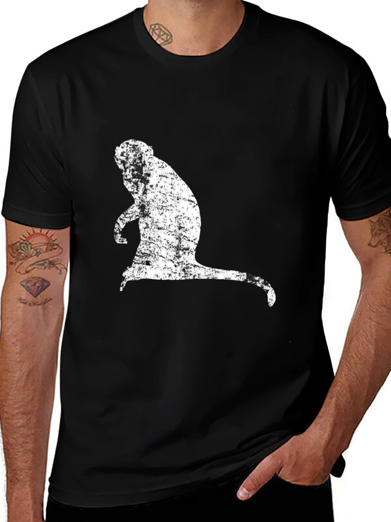 Variant 11 of Distressed Monkey Graphic Tee - Black