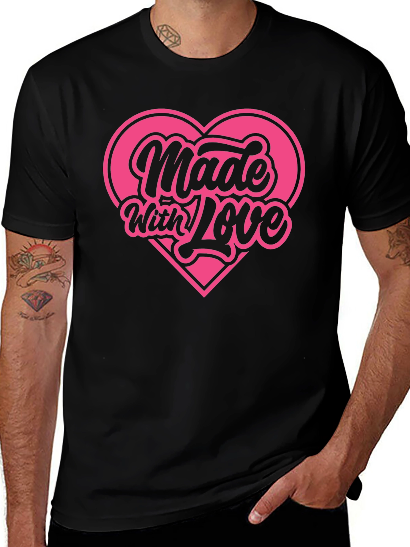 Variant 6 of Made With Love Graphic Tee, Pink Heart Shirt