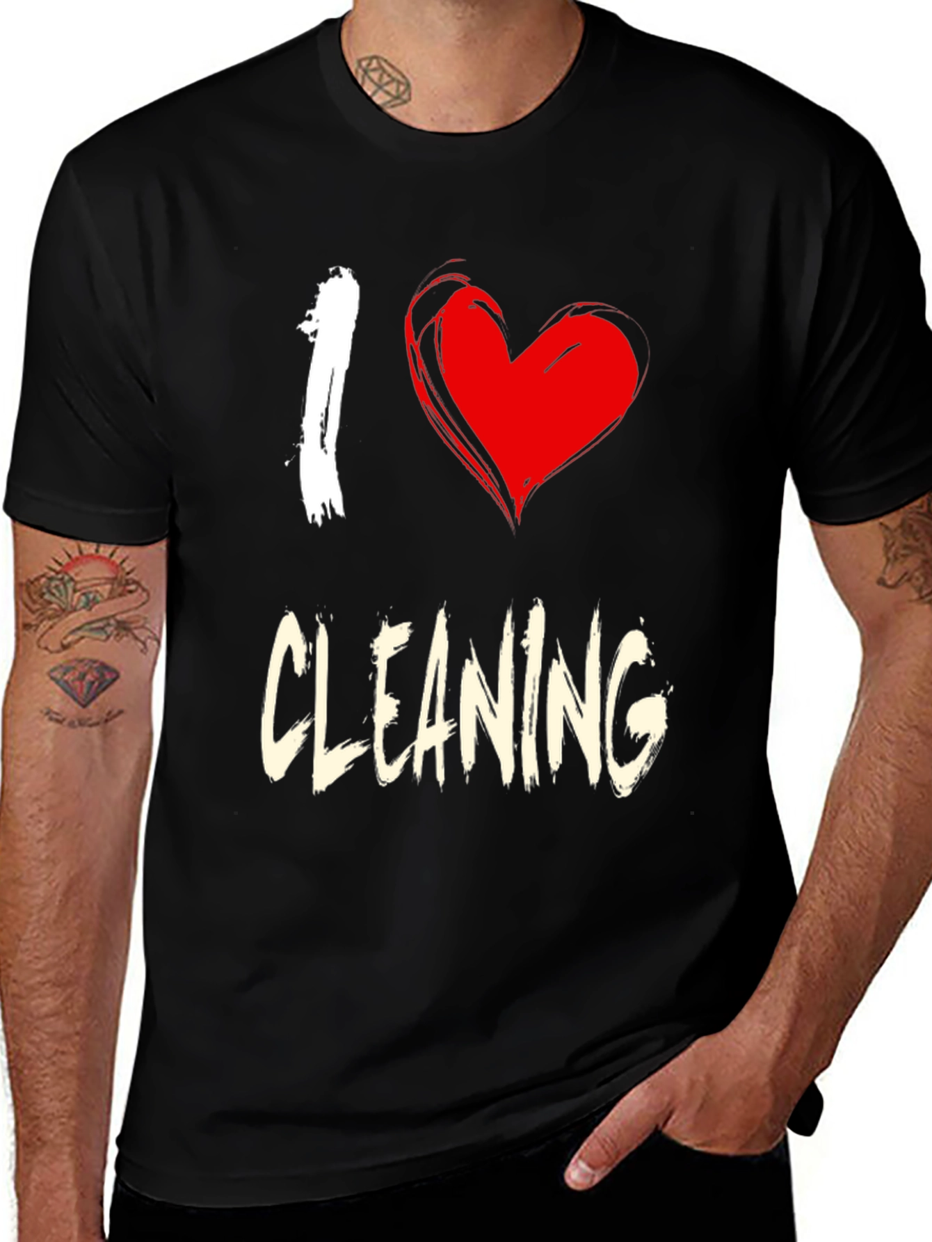 I Love Cleaning T-Shirt - Soft Cotton Crew Neck