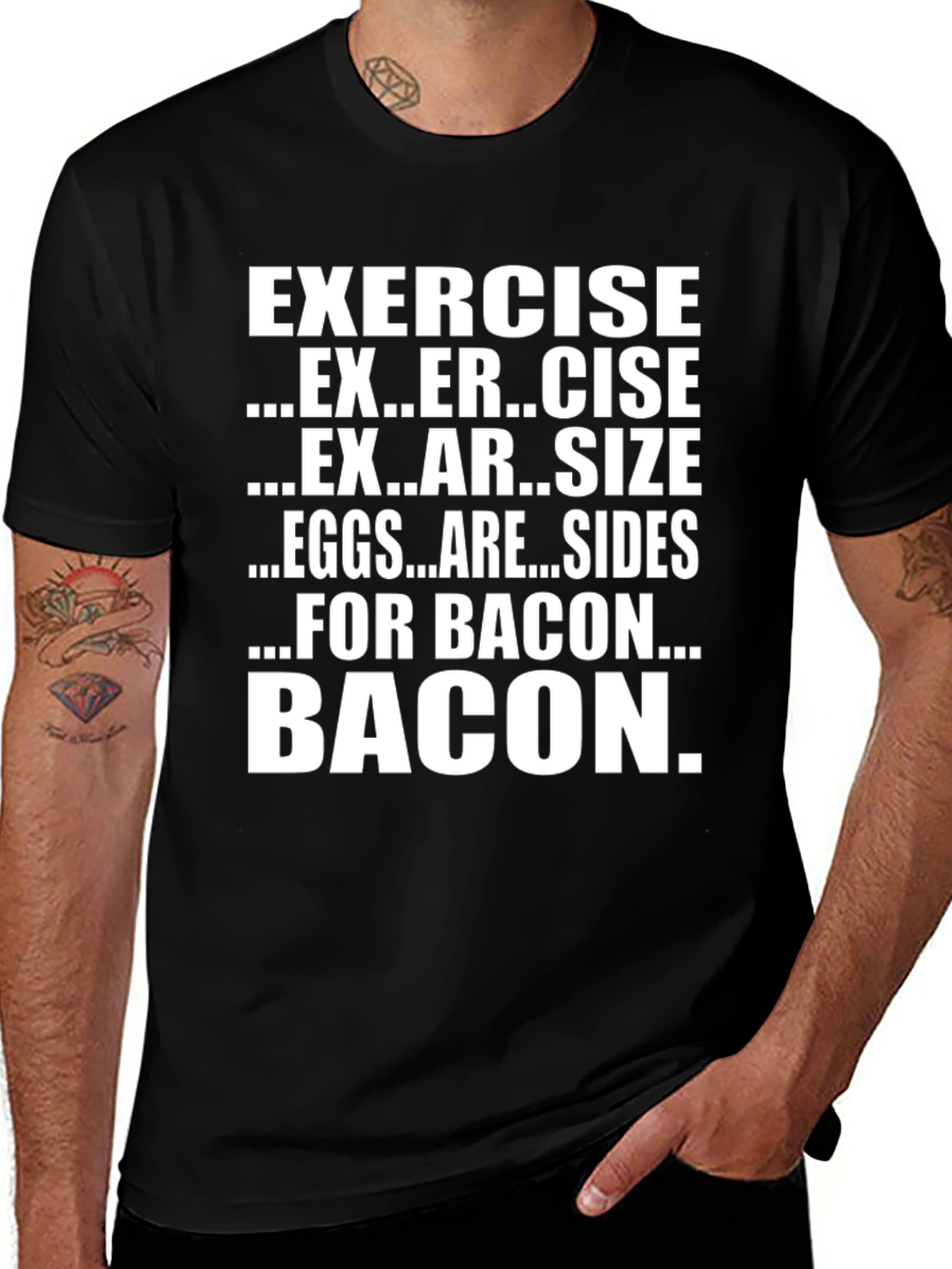 Variant 28 of Funny Exercise Bacon Graphic T-Shirt