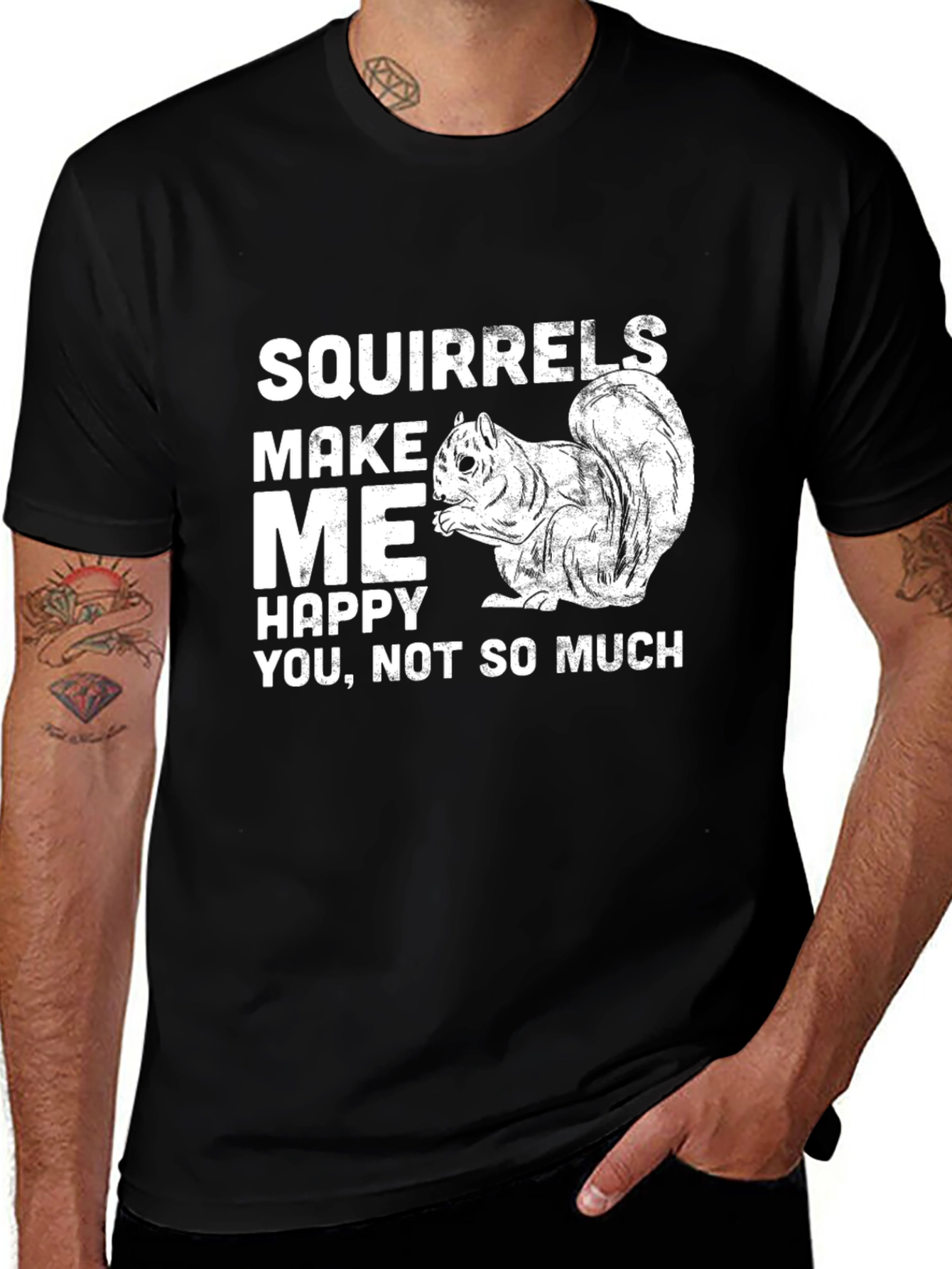 Variant 17 of Squirrels Make Me Happy T-Shirt - Black