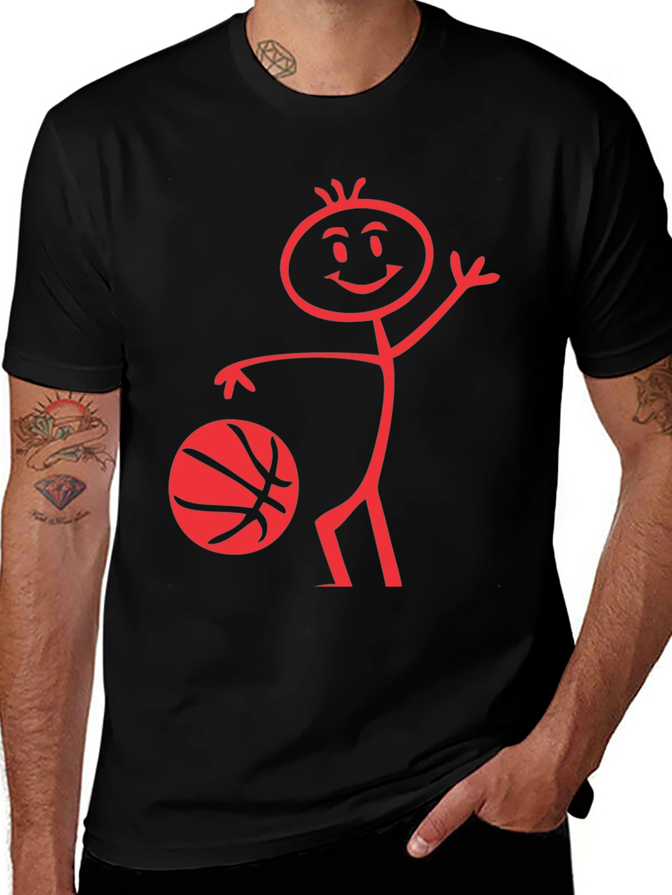 Variant 14 of Funny Basketball Stick Figure Black T-Shirt