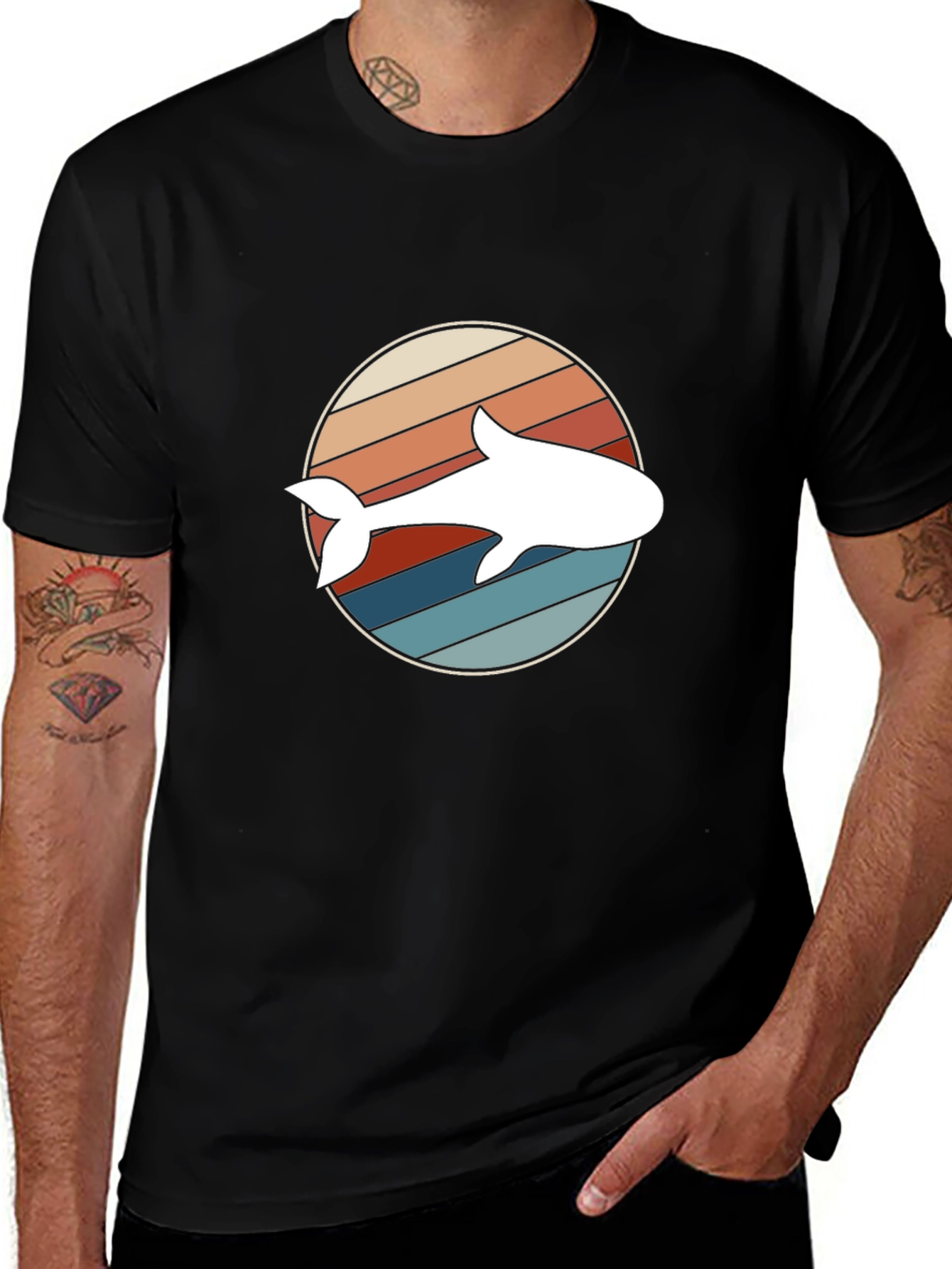 Variant 27 of Retro Shark Graphic Tee - Casual Style