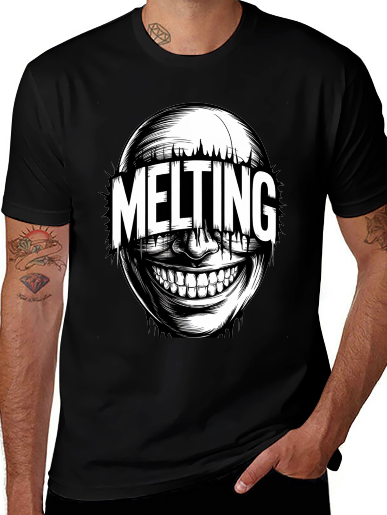 Variant 30 of Melting Face Graphic Black T-Shirt