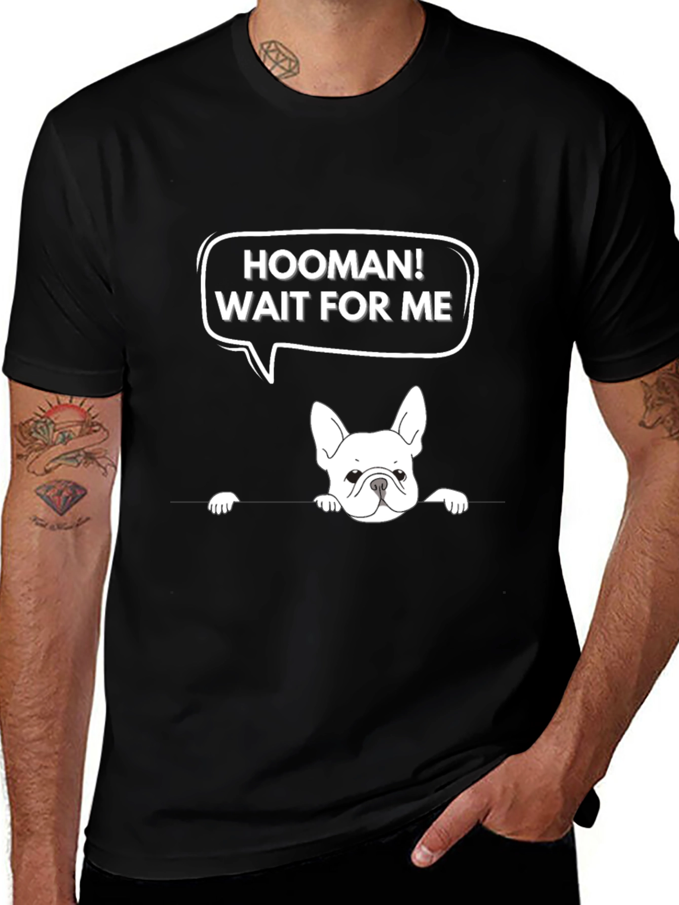 Variant 9 of Hooman Wait For Me T-Shirt: Cute Dog Graphic Tee