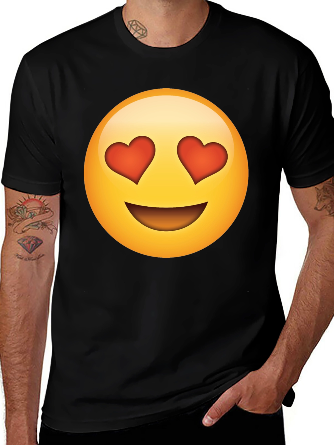 Variant 17 of Emoji Heart Eyes Black T-Shirt